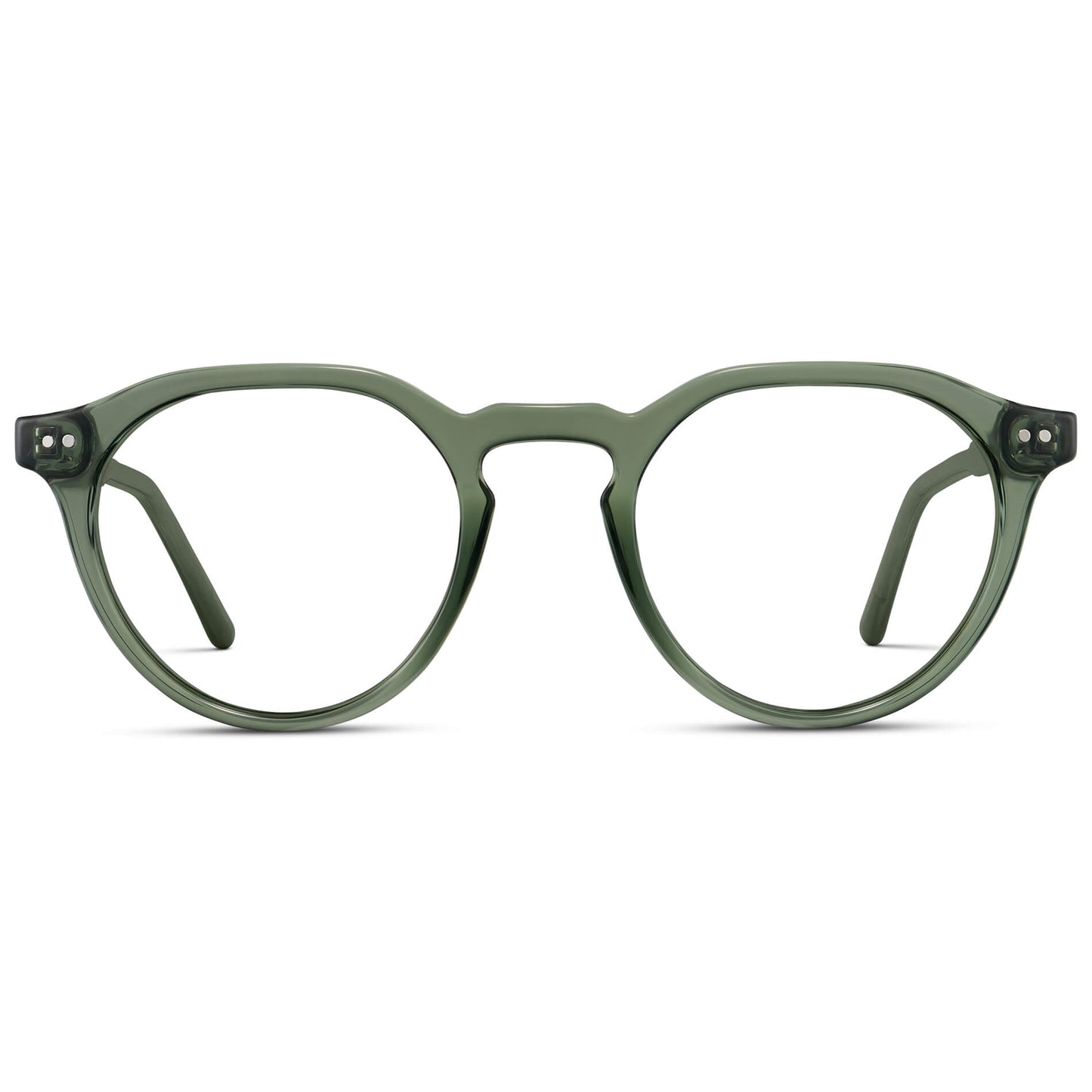 Crystal Agave Green || Men's Round Prescription Glasses with Green Acetate Frame and Clear Lenses