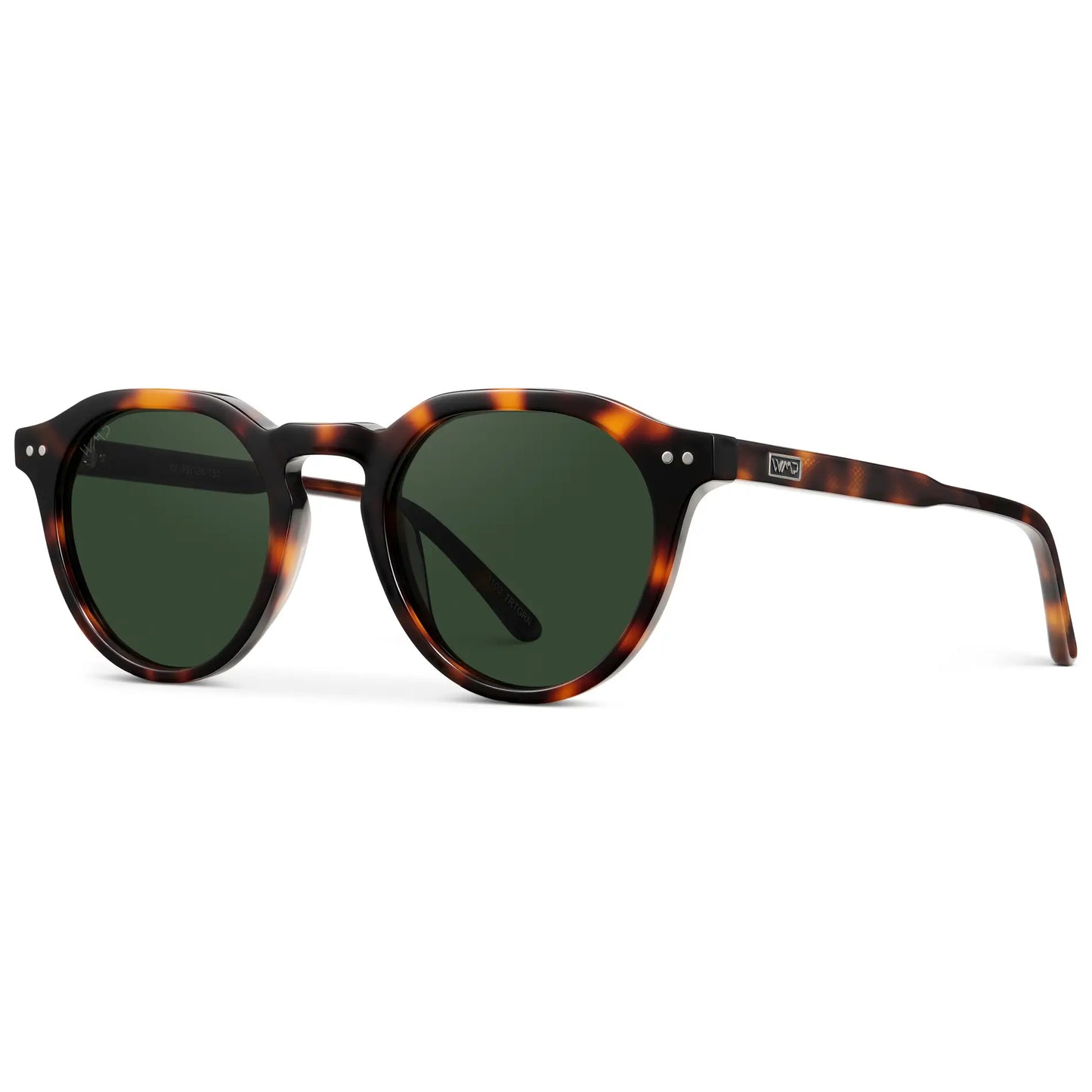 Brown Tortoise / Smoke Green Lens || Men's Round Polarized Sunglasses with Brown Tortoise Acetate frame and Green lens