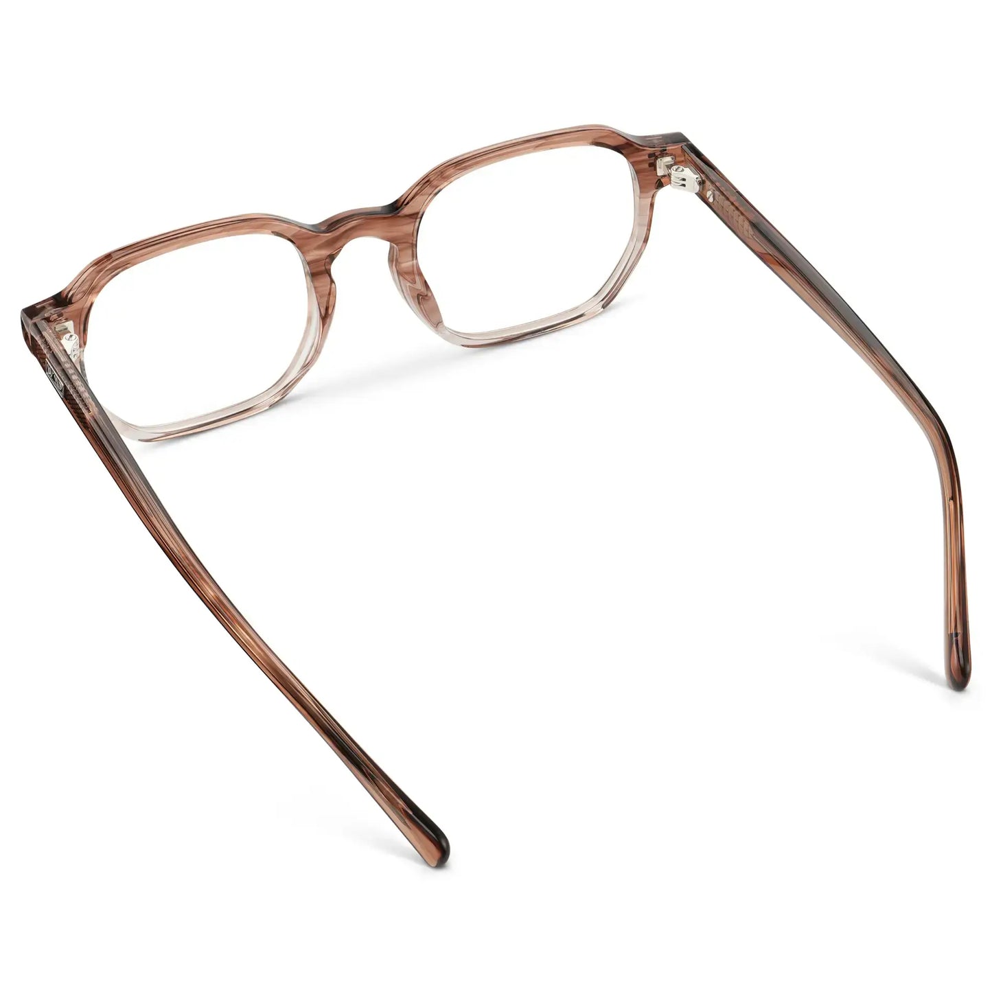 Pale Cedar Brown || Unisex Geometric Rectangular Prescription Eyeglasses with Dual-Tone Pale Cedar Brown Acetate Frame and Clear Lens