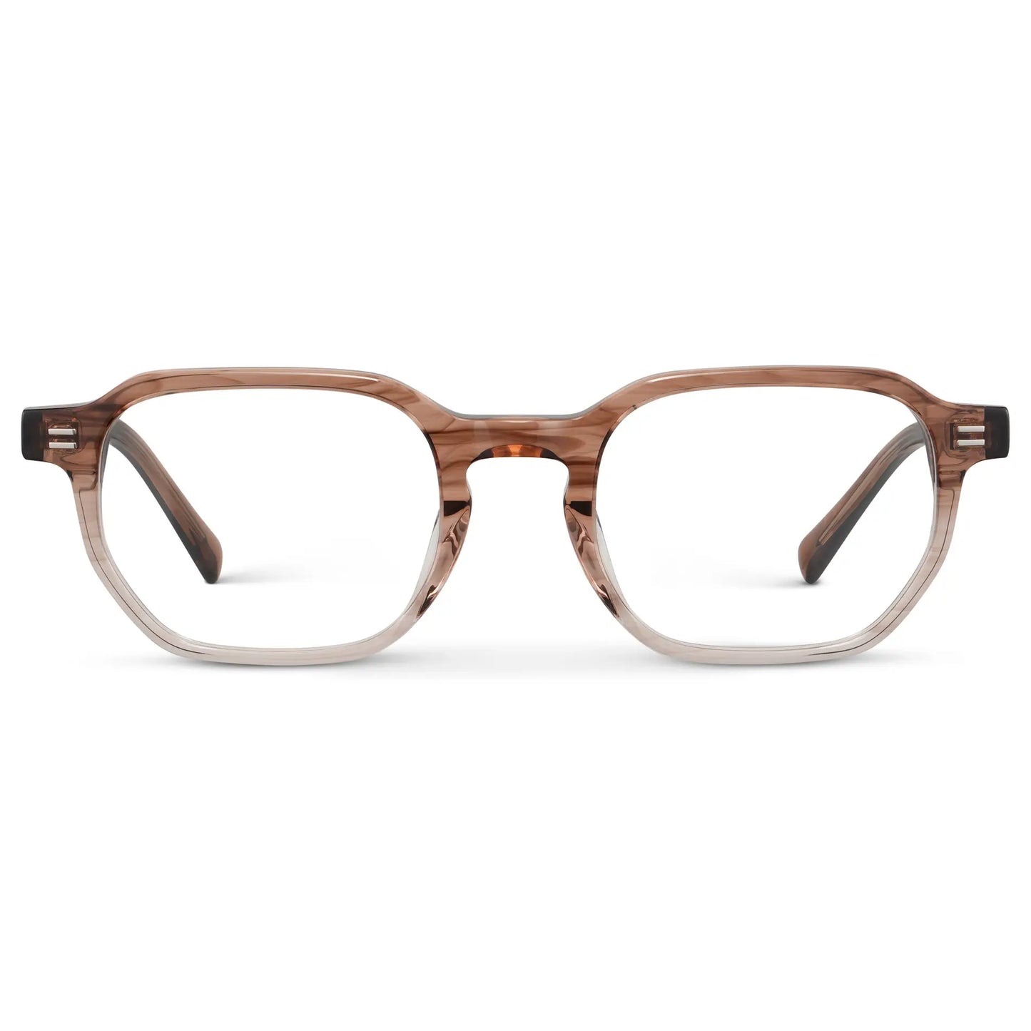 Pale Cedar Brown || Unisex Geometric Rectangular Blue Light Glasses with Dual-Tone Pale Cedar Brown Acetate Frame