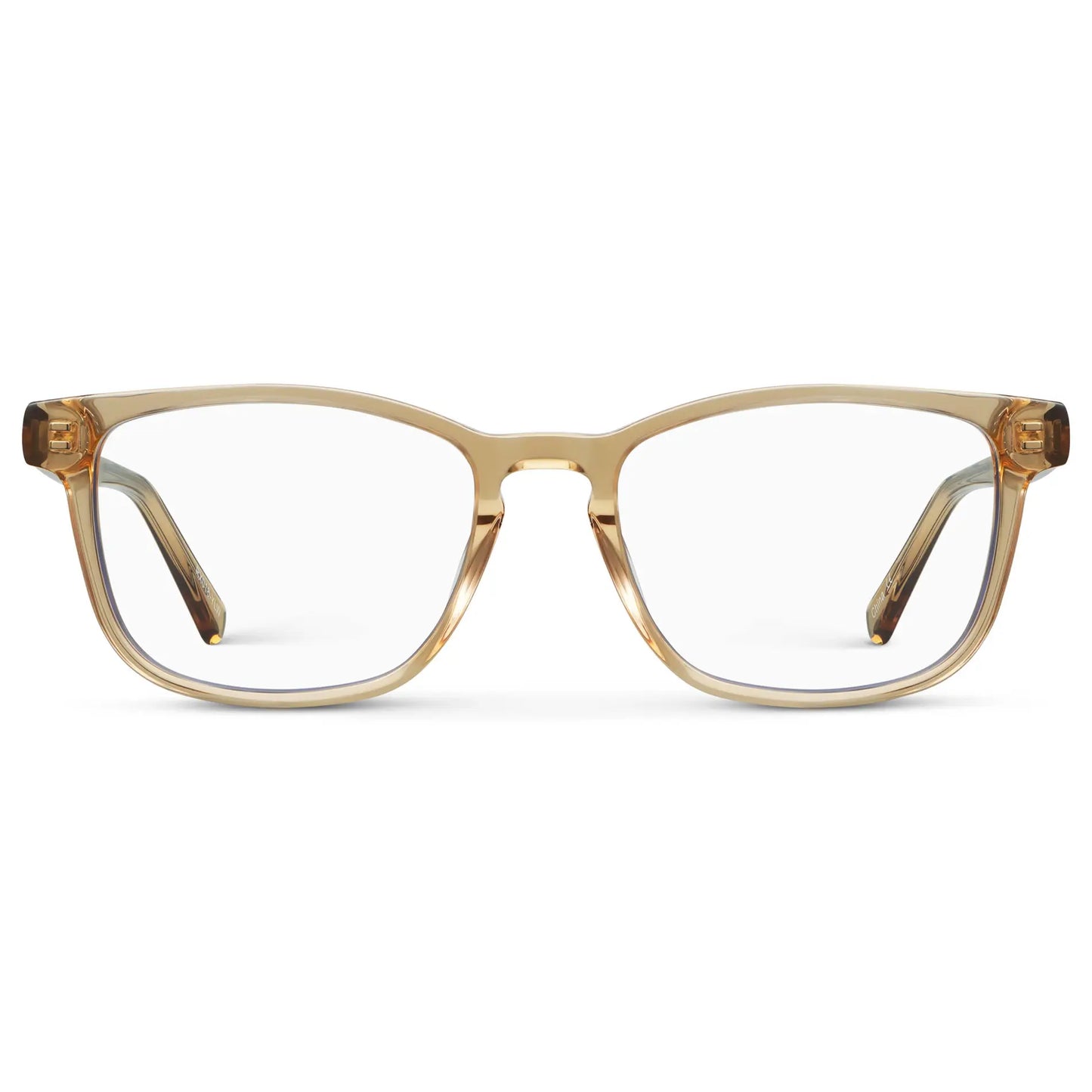 Aged Champagne || Women's Rectangular Eyeglasses with Aged Champagne Acetate Frame and Clear Prescription Lens on a white background