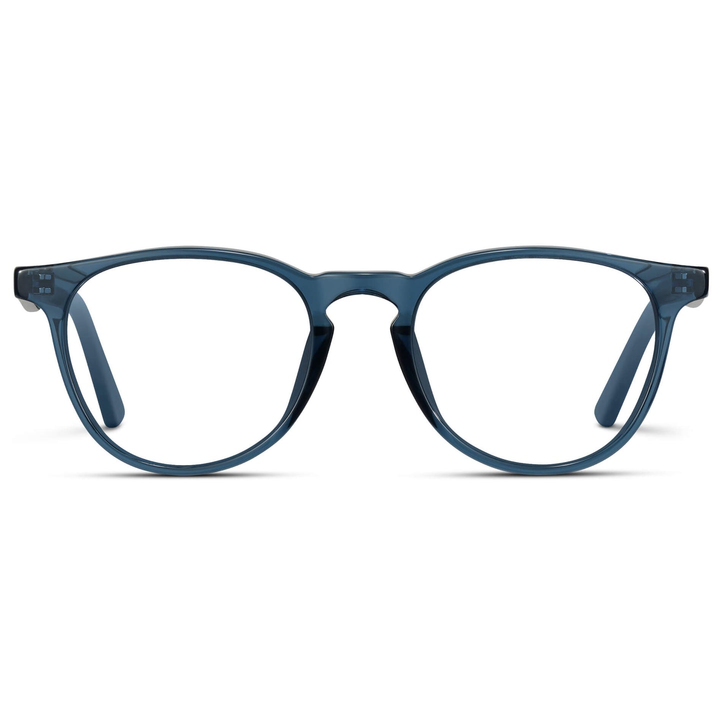 Crystal Cobalt || Round Eyeglasses with Blue Frame and Clear Lenses