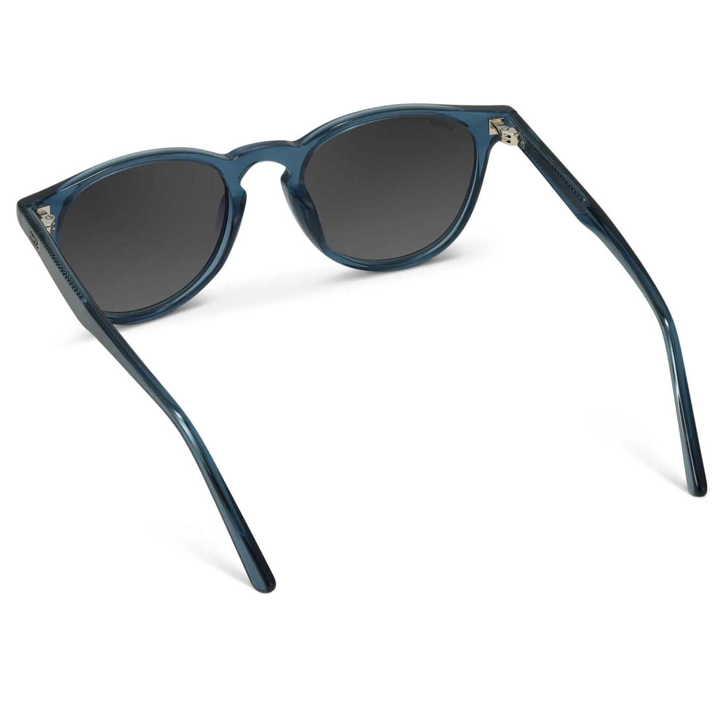 Blue classic round sunglasses with keyhole bridge and tapered arms in a modern design