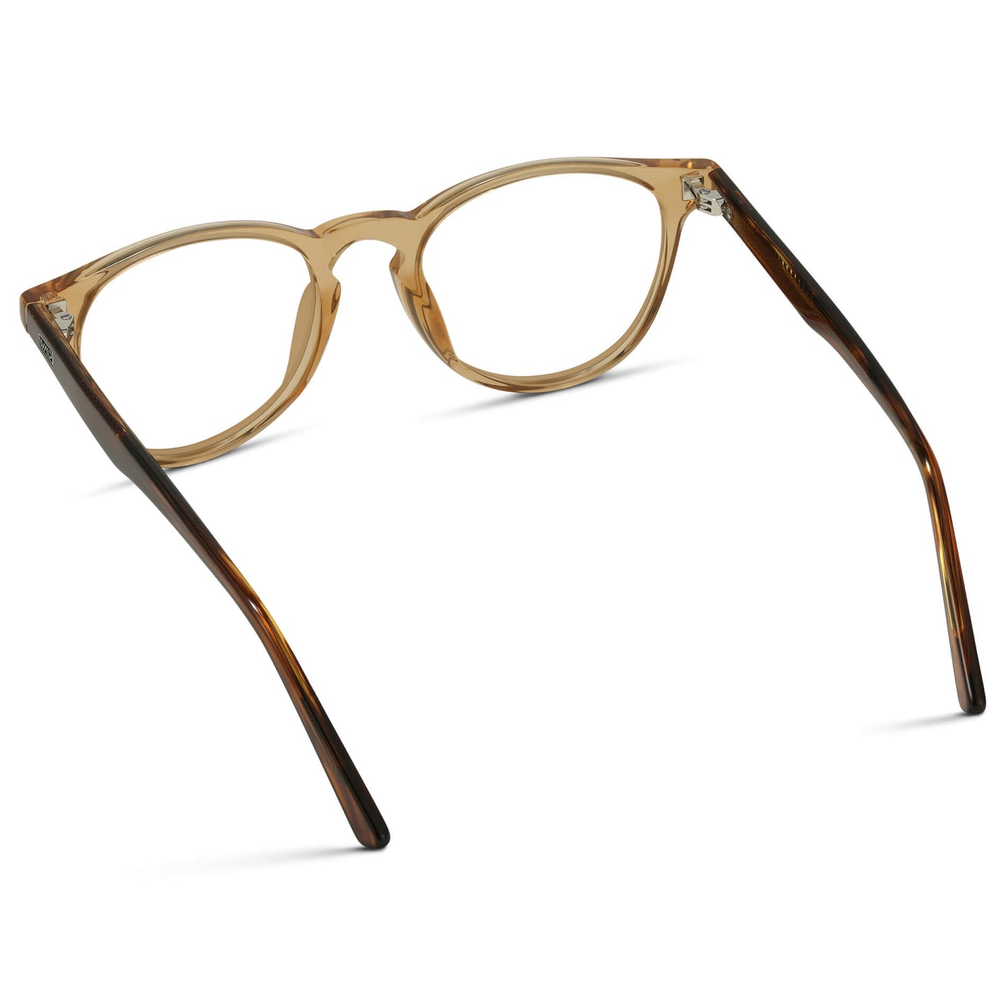 Crystal Brown Marble || Round Eyeglasses with Yellow Frame and Clear Lenses