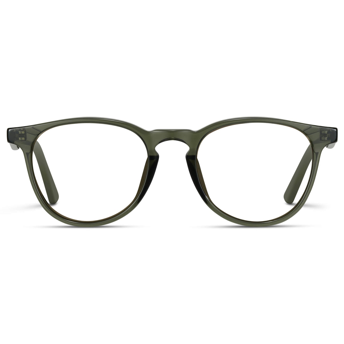 Crystal Sage || Round Eyeglasses with Green Frame and Clear Lenses