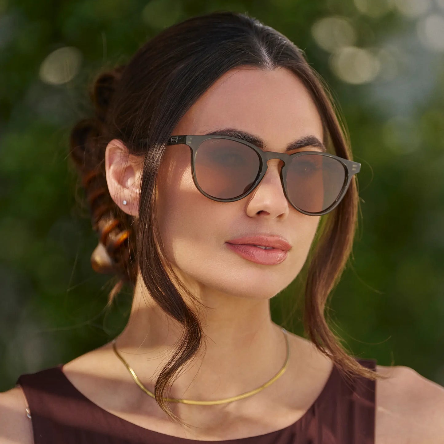 Crystal Sage / Brown Lens || Unisex Round Polarized Sunglasses with Green Frame and Brown Lenses