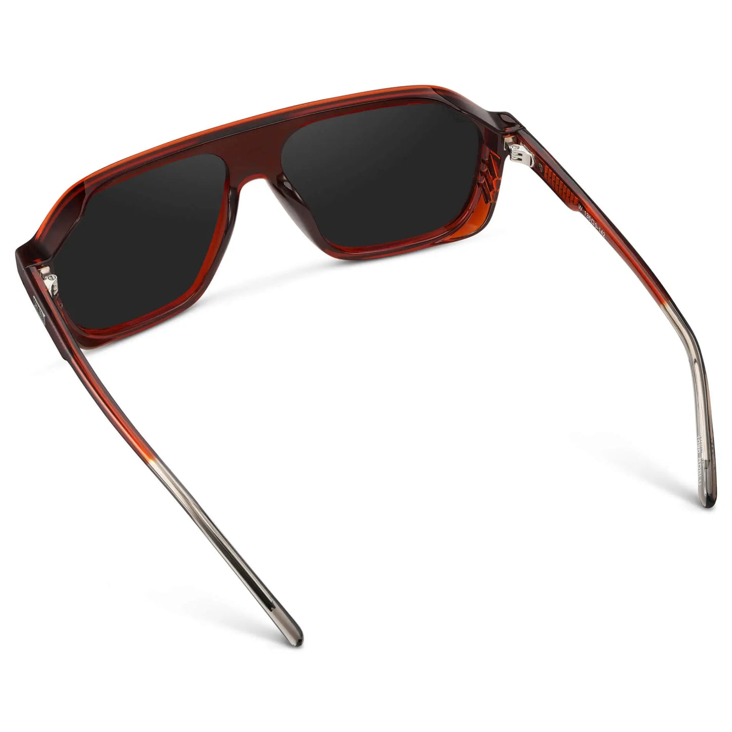 Crimson Red / Black Lens || Men's Rectangular Aviator Shield Sunglasses with Crimson Red Acetate Frame and Black Polarized Lens