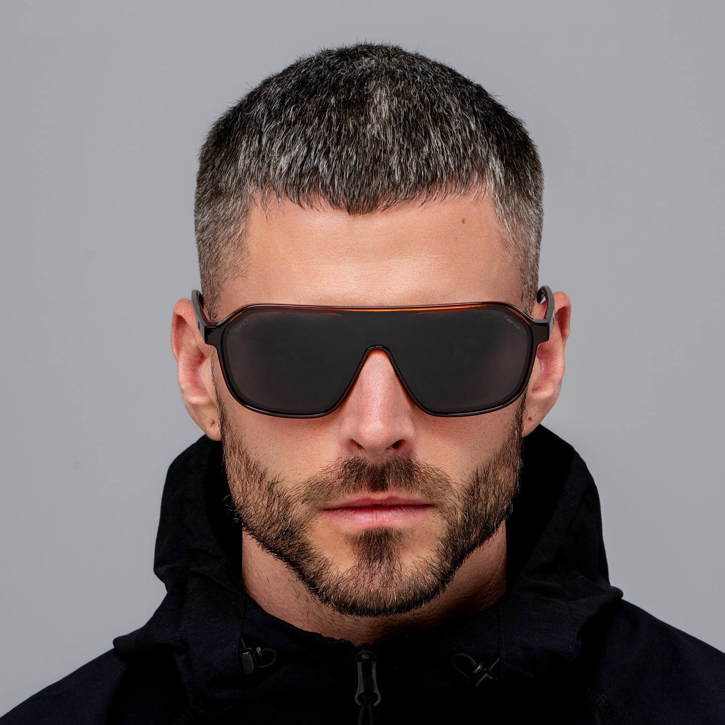 Crimson Red / Black Lens || Men's Rectangular Aviator Shield Sunglasses with Crimson Red Acetate Frame and Black Polarized Lens