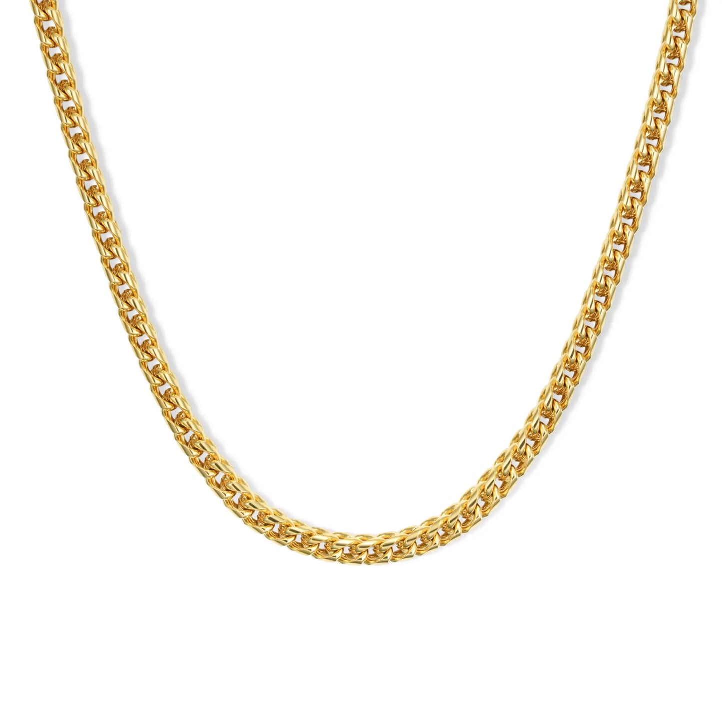 Gold / 20" || Gold Block Chain Necklace on a white background