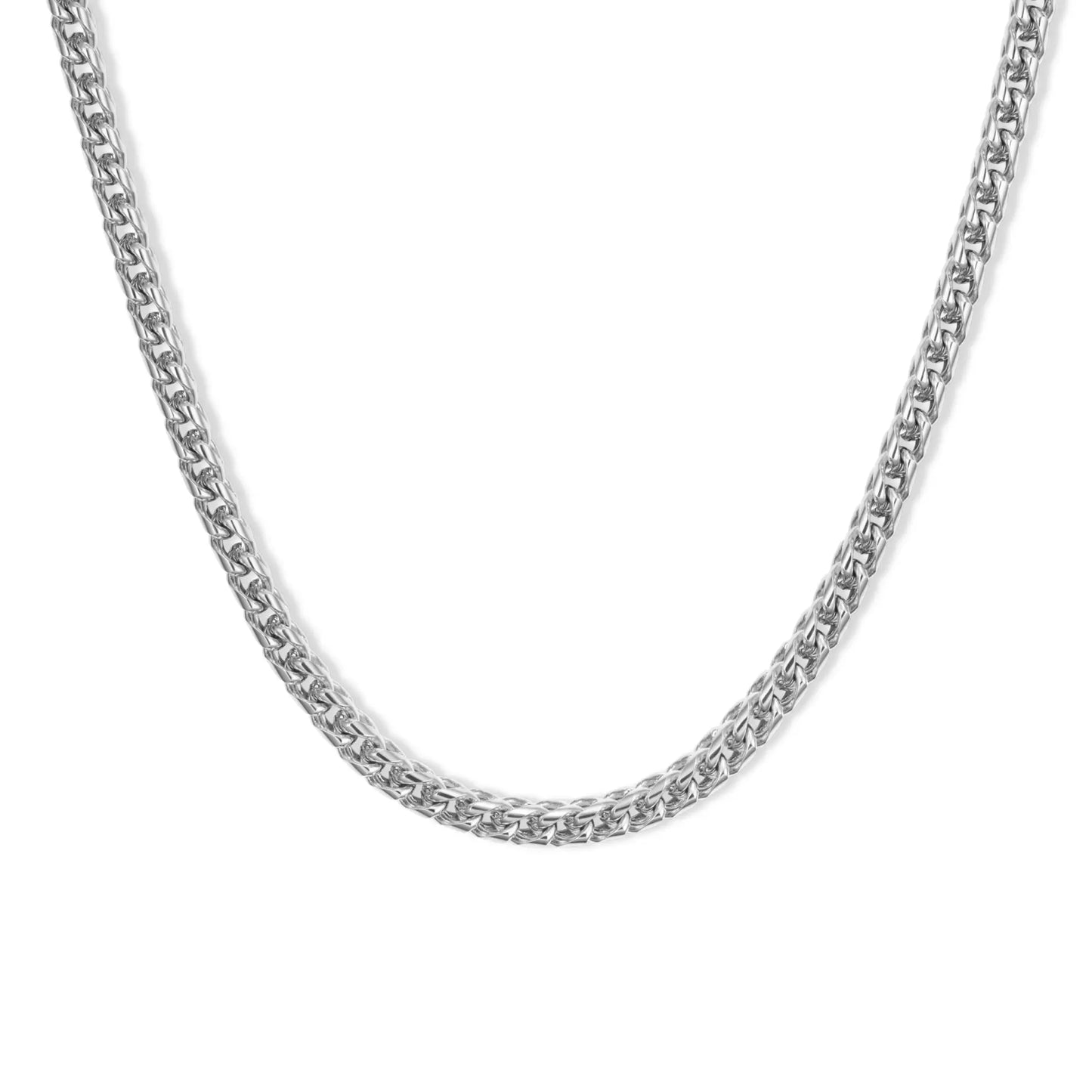 Silver / 20" || Silver Block Chain Necklace on a white background
