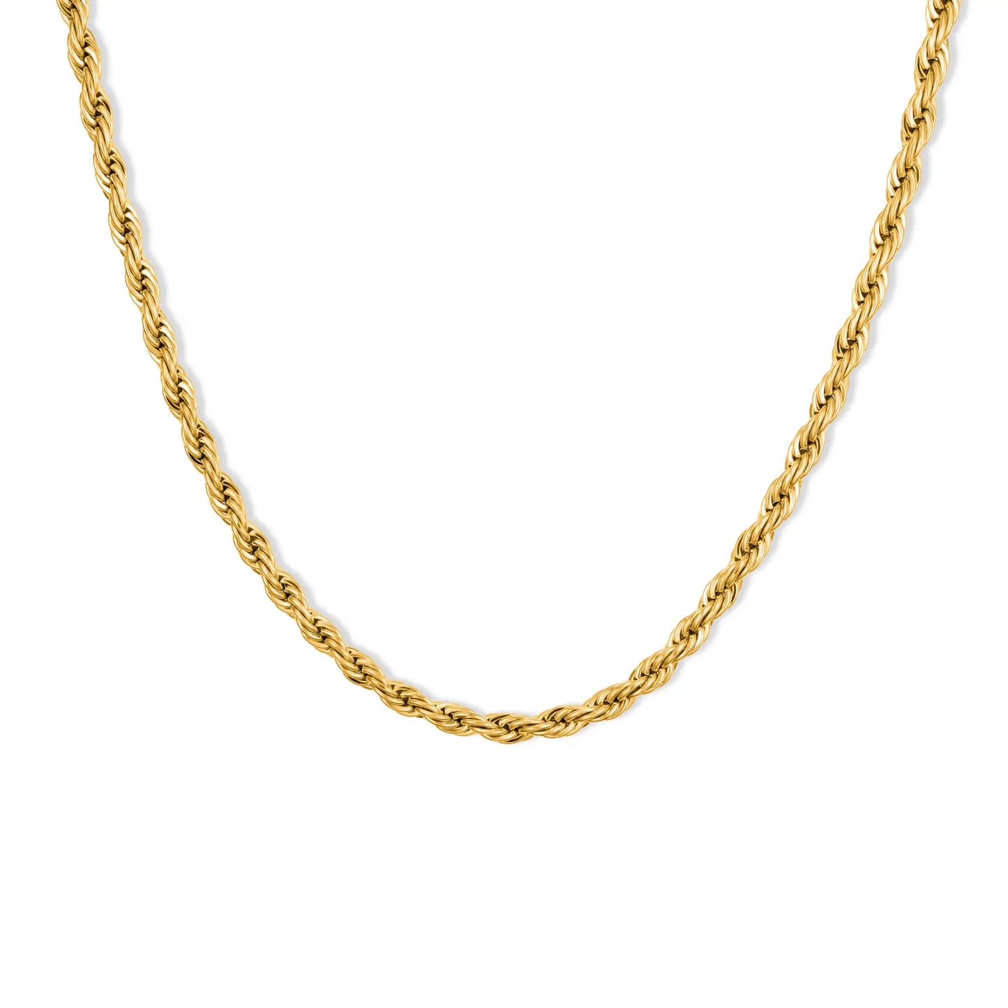 Gold / 20" || Twisted Gold Chain Necklace on a white background