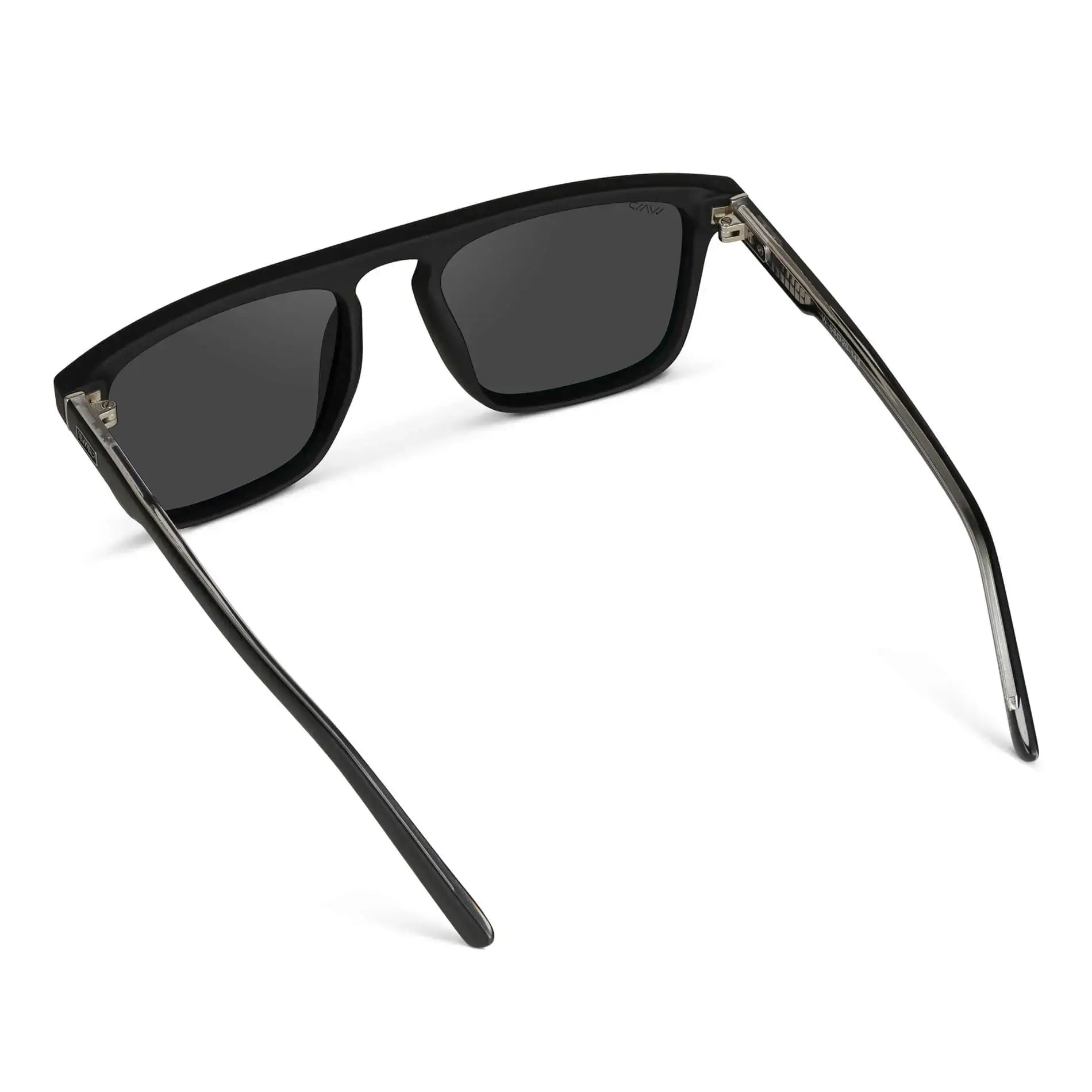Matte Black / Black Lens || Men's Black Square Sunglasses with Black Polarized Lenses