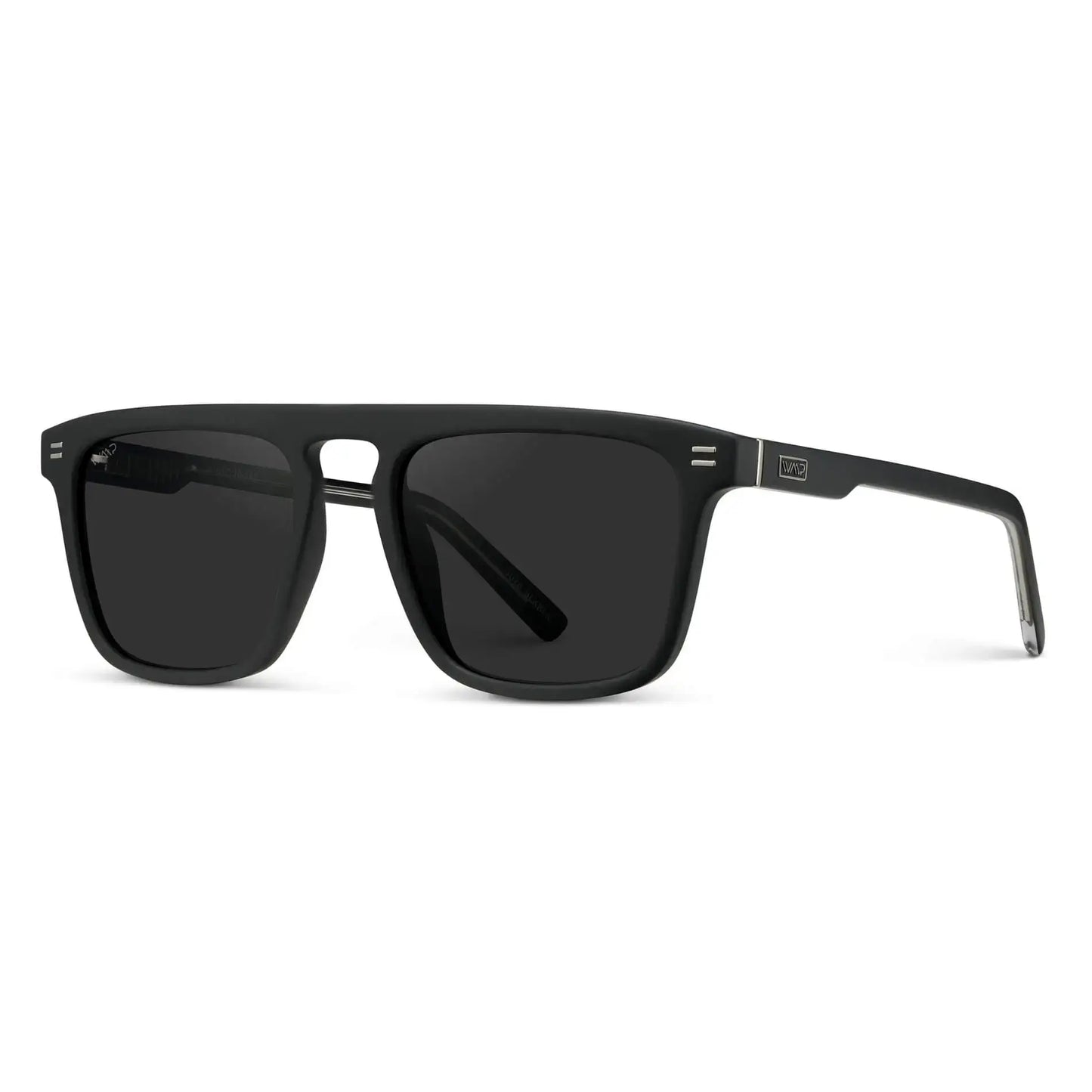 Matte Black / Black Lens || Men's Black Square Sunglasses with Black Polarized Lenses
