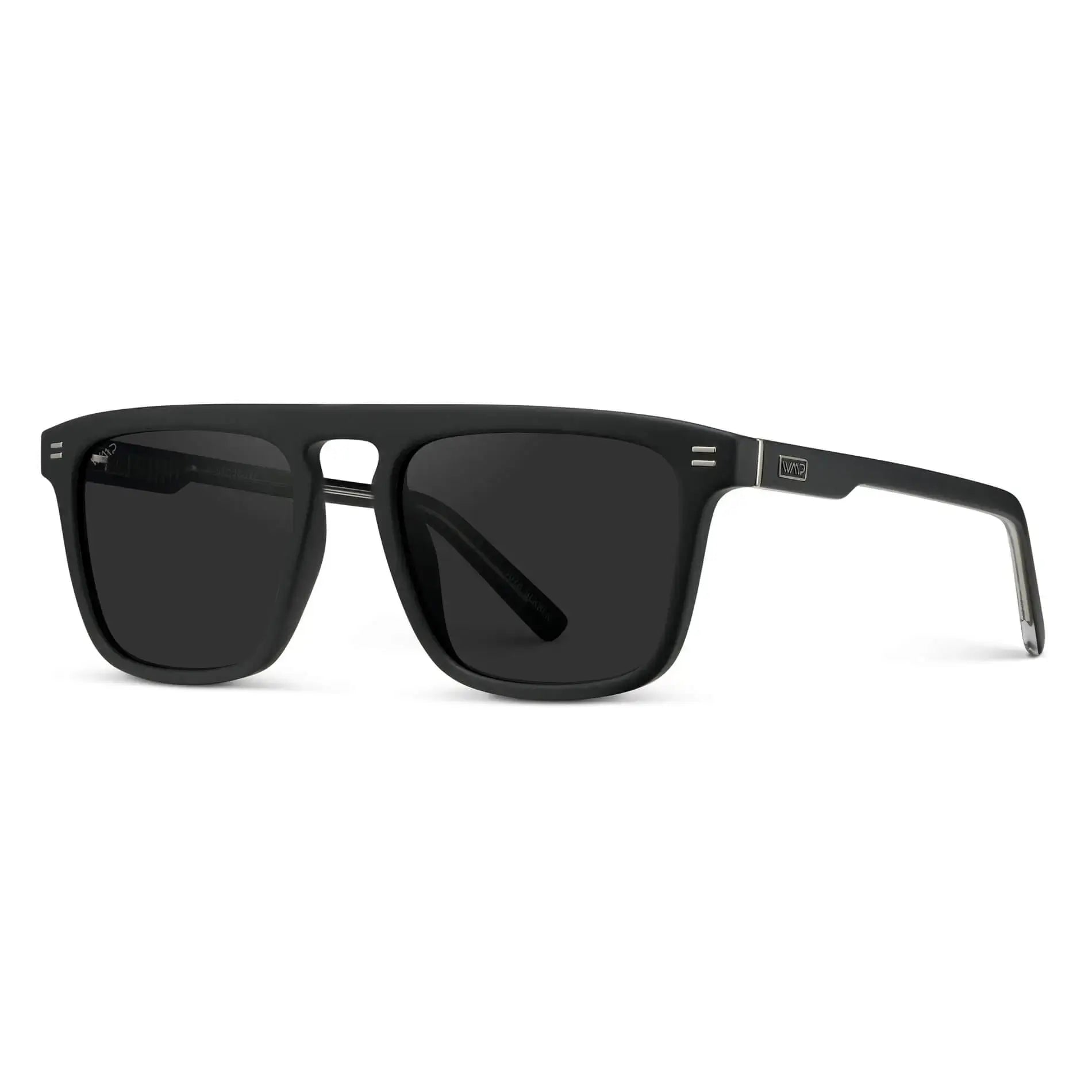 Matte Black / Black Lens || Men's Black Square Sunglasses with Black Polarized Lenses