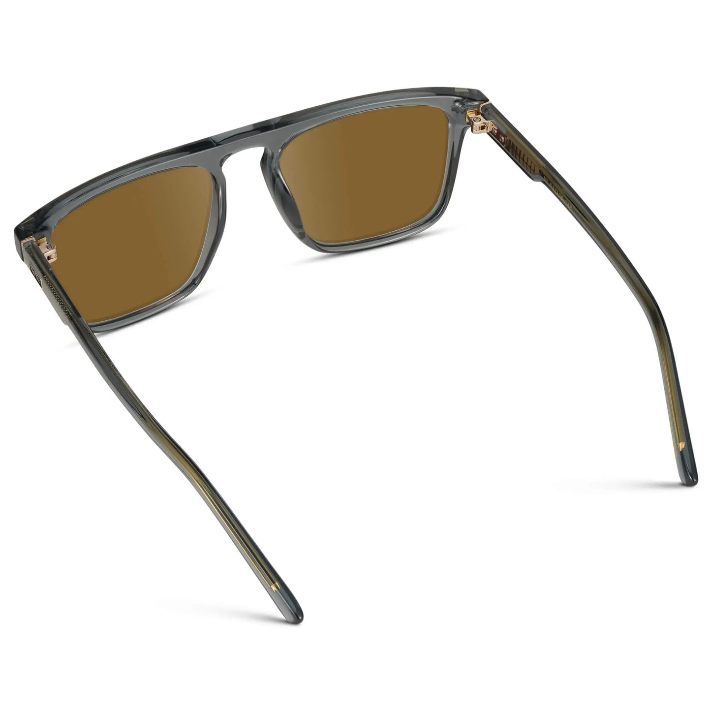 Crystal Stone Blue / Amber || Back view of Men's Sleek and Modern Prescription Sunglasses with Crystal Blue Frame and Brown Lenses