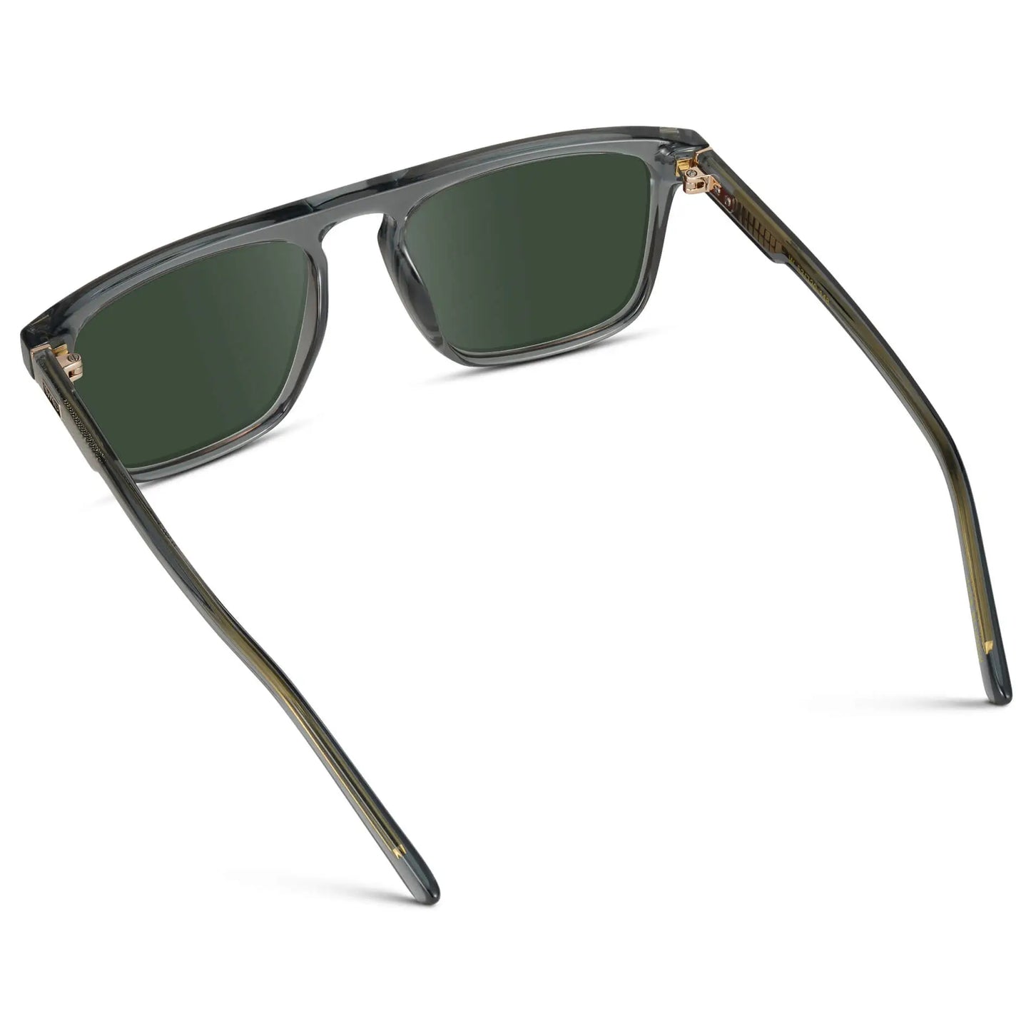 Crystal Stone Blue / G15 || Back view of Men's Sleek and Modern Prescription Sunglasses with Crystal Blue Frame and Green Lenses