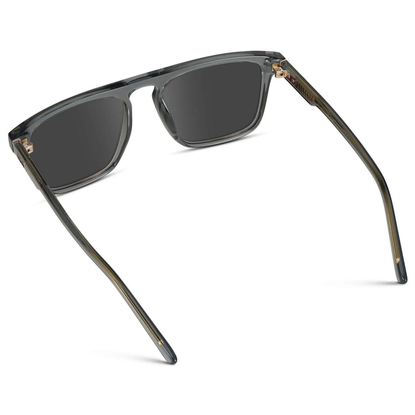 Crystal Stone Blue / Grey || Back view of Men's Sleek and Modern Prescription Sunglasses with Crystal Blue Frame and Grey Lenses