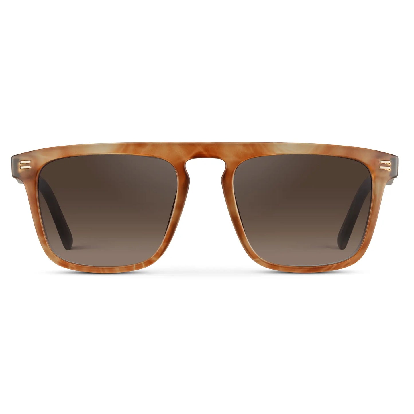 Frosted Oakwood Brown / Brown Gradient Lens || Men's Brown Square Sunglasses with Brown Polarized Lenses on a white background