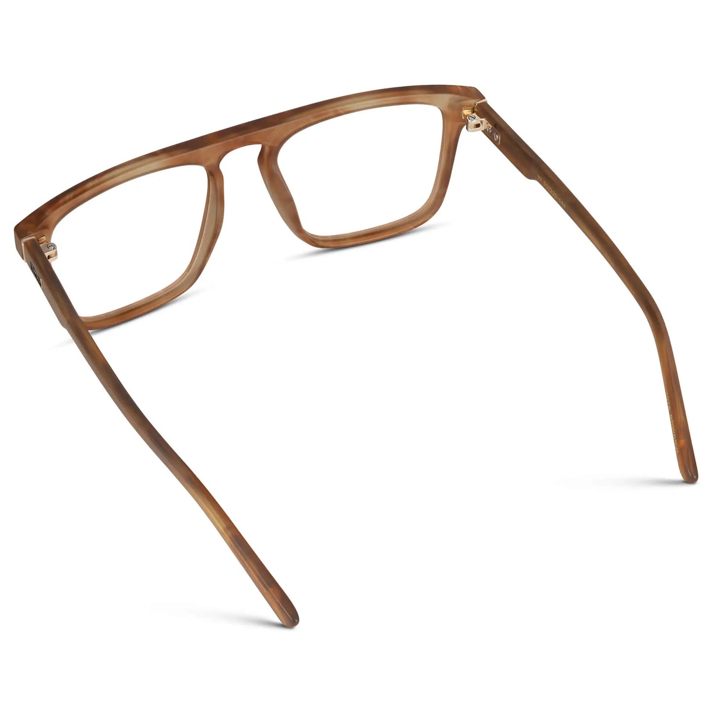 Frosted Oakwood Brown || Back view of Men's Oversized Square Prescription Glasses with Frosted Oakwood Brown Frames and Clear Lenses on a white background