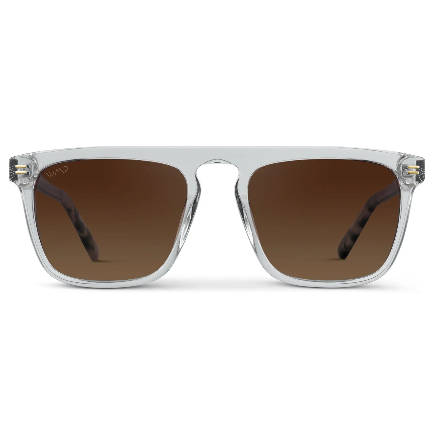 Ice Grey / Brown Gold Gradient Lens || Men's Ice Grey Square Sunglasses with Brown Gold Gradient Polarized Lenses on a white background
