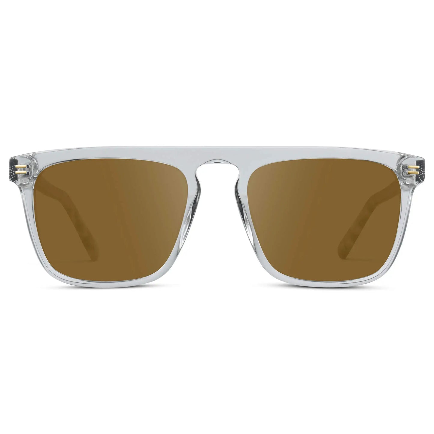 Ice Grey / Amber || Men's Oversized Square Prescription Sunglasses with Ice Grey Frames and Brown Lenses on a white background