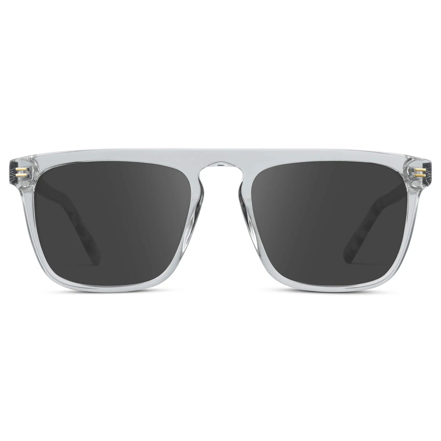 Ice Grey / Grey || Men's Oversized Square Prescription Sunglasses with Ice Grey Frames and Grey Lenses on a white background