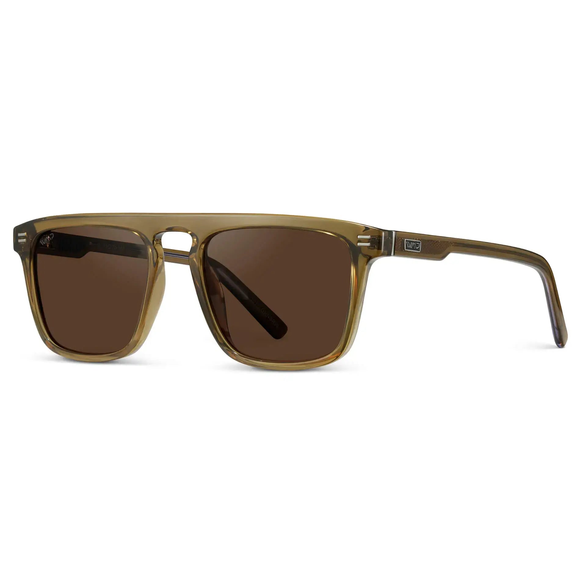 Crystal Verde / Brown Lens || Men's Green Square Sunglasses with Brown Polarized Lenses