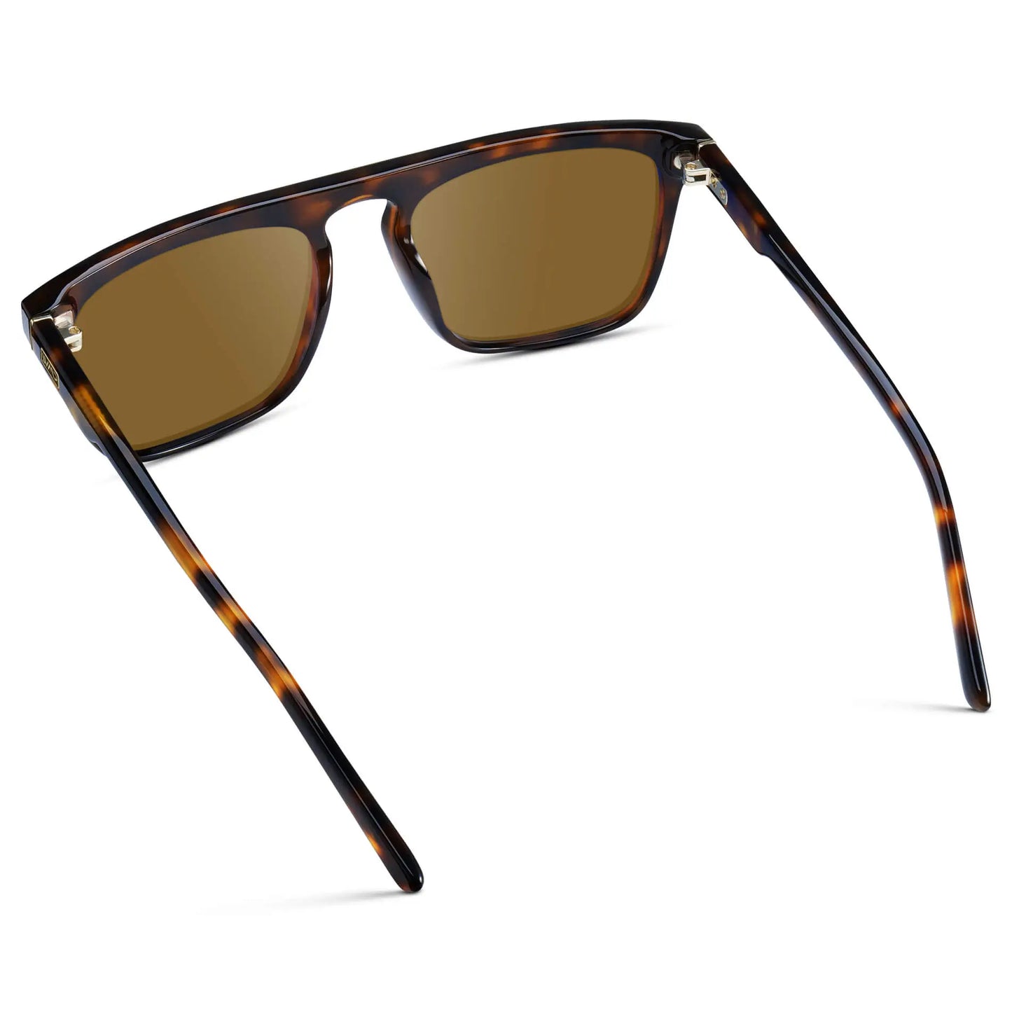 Brown Tortoise / Amber || Back view of Men's Oversized Square Prescription Sunglasses with Brown Tortoise Frames and Brown Lenses on a white background