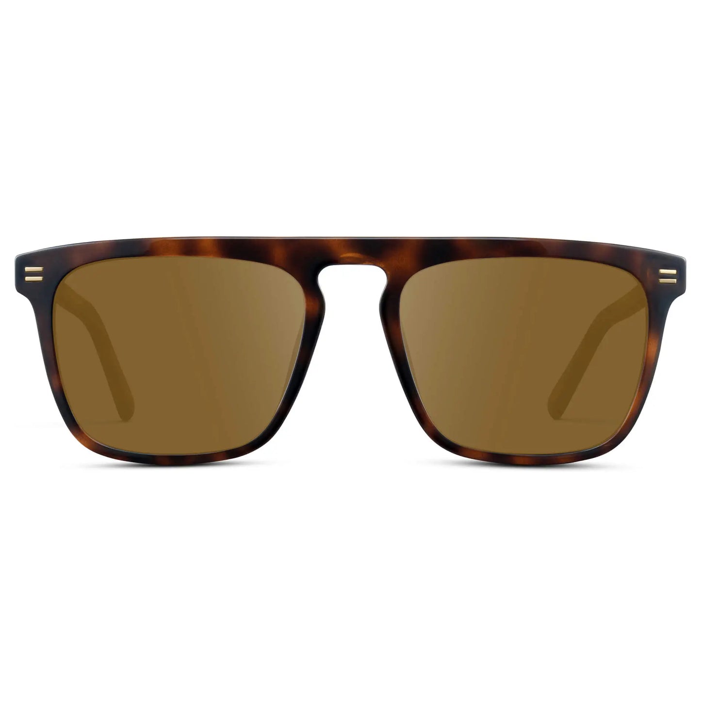 Brown Tortoise / Amber || Men's Oversized Square Prescription Sunglasses with Brown Tortoise Frames and Brown Lenses on a white background