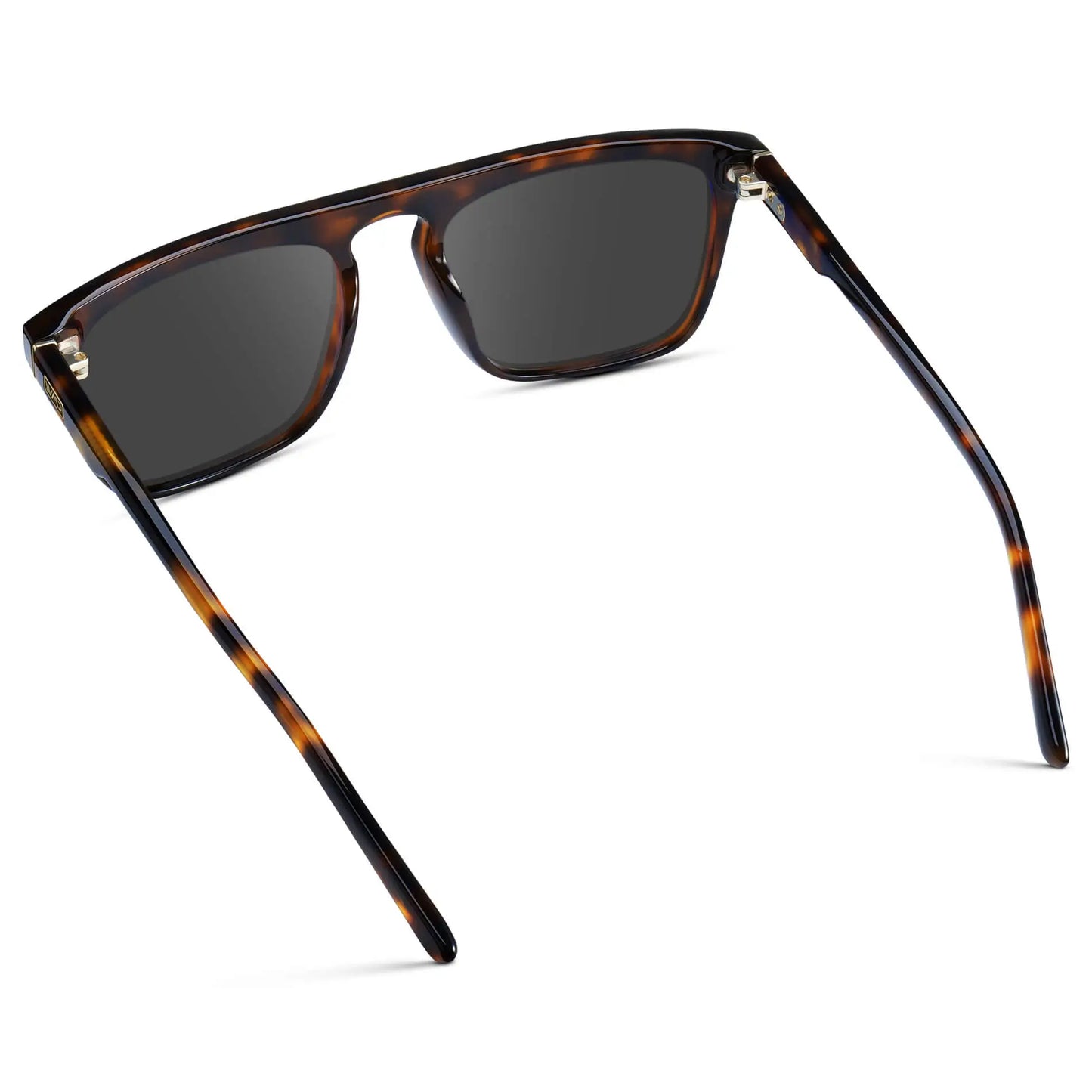Brown Tortoise / Grey || Back view of Men's Oversized Square Prescription Sunglasses with Brown Tortoise Frames and Grey Lenses on a white background