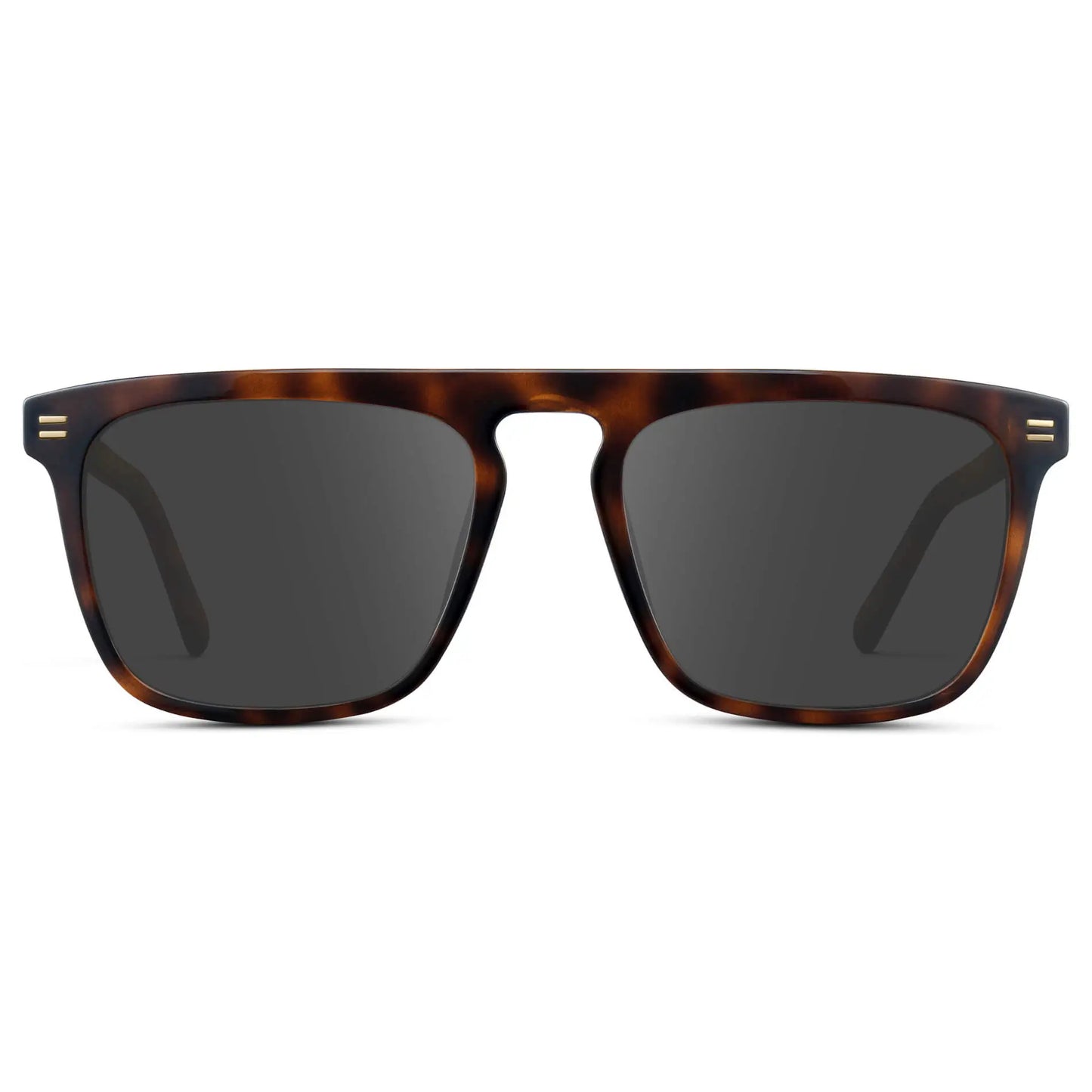 Brown Tortoise / Grey || Men's Oversized Square Prescription Sunglasses with Brown Tortoise Frames and Grey Lenses on a white background