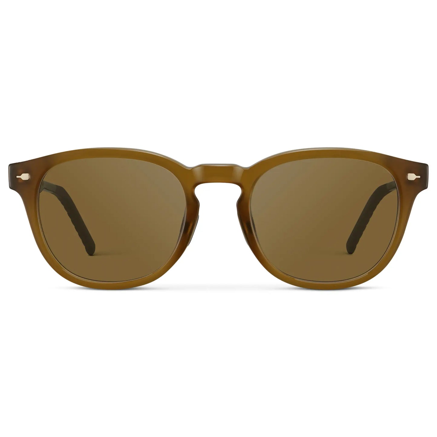 Dune Brown / Amber || Men's Round Prescription Sunglasses with Dune Brown Frame and Brown Oval Lens on a white background