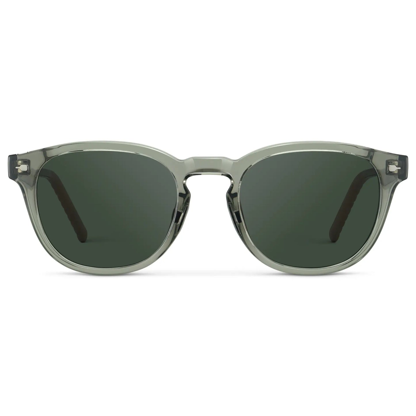 Sage Green / G15 || Men's Round Prescription Sunglasses with Sage Green Frame and Green Oval Lens on a white background