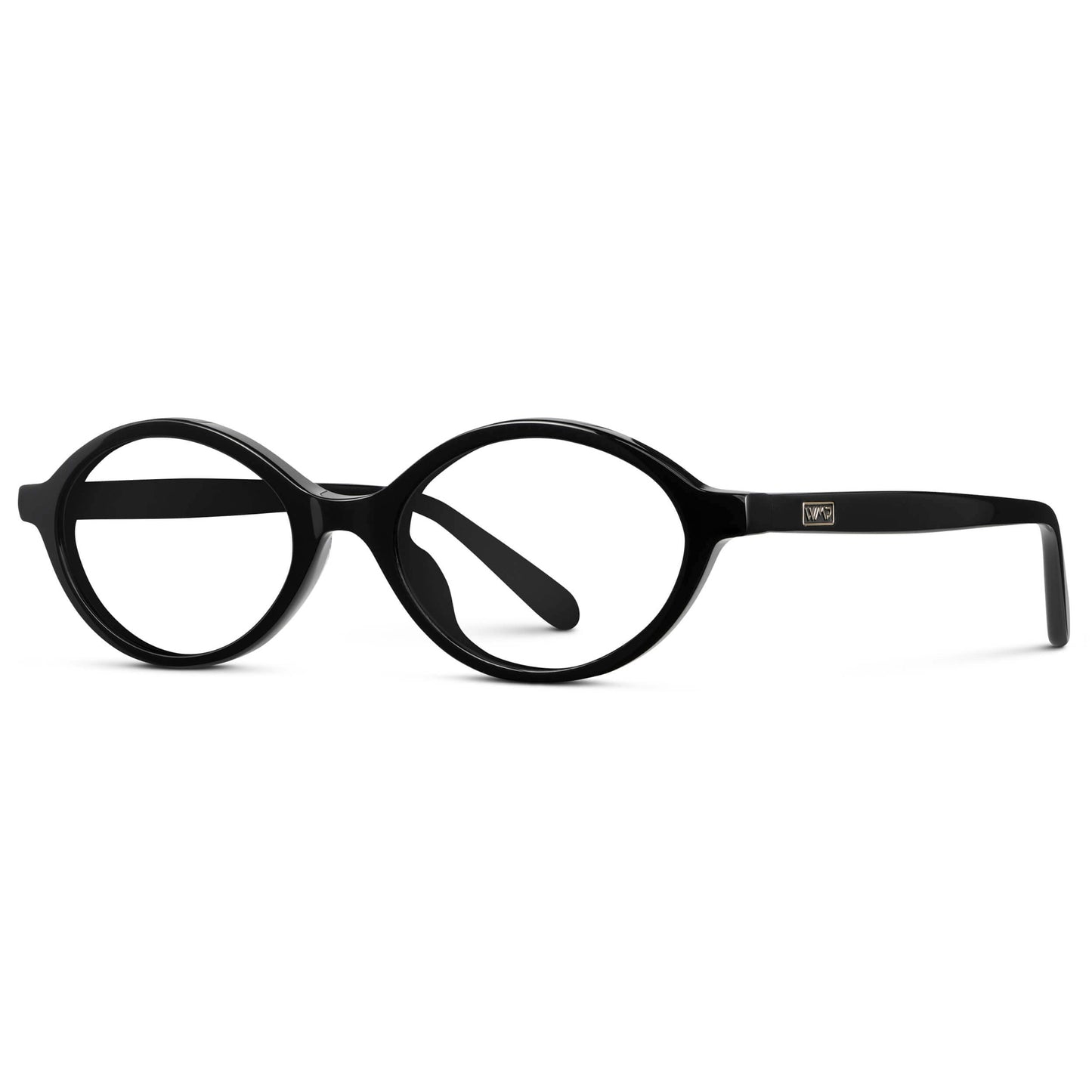 Black || Women's Slim Oval Eyeglasses with Black Acetate Frame and Clear Prescription Lens