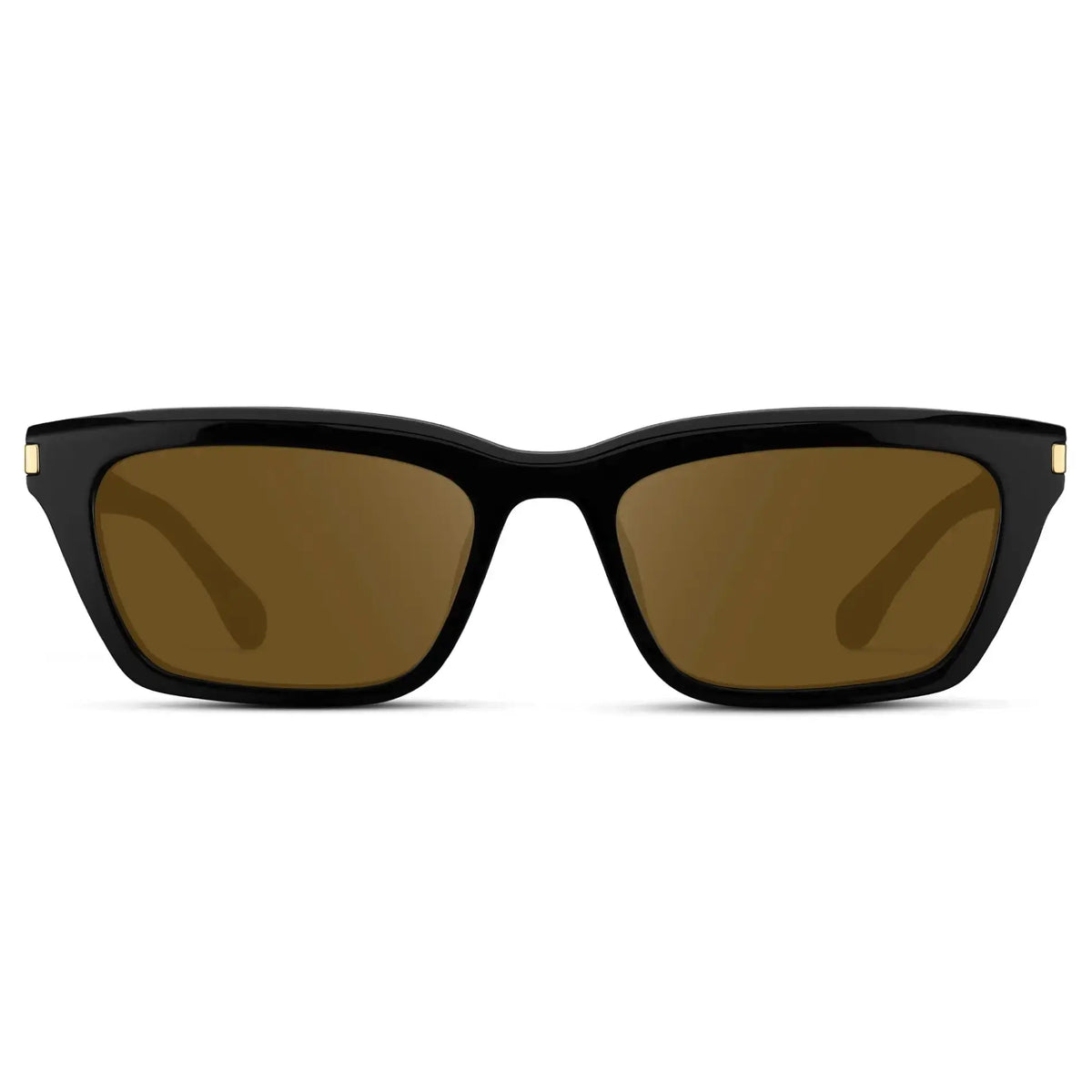 Black / Amber || Women's Cat Eye Prescription Sunglasses with Black Frame and Amber Lenses on a white background
