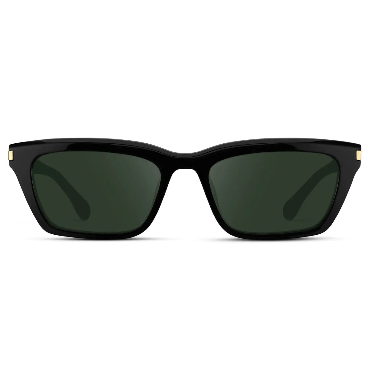 Black / G15 || Women's Cat Eye Prescription Sunglasses with Black Frame and Green Lenses on a white background