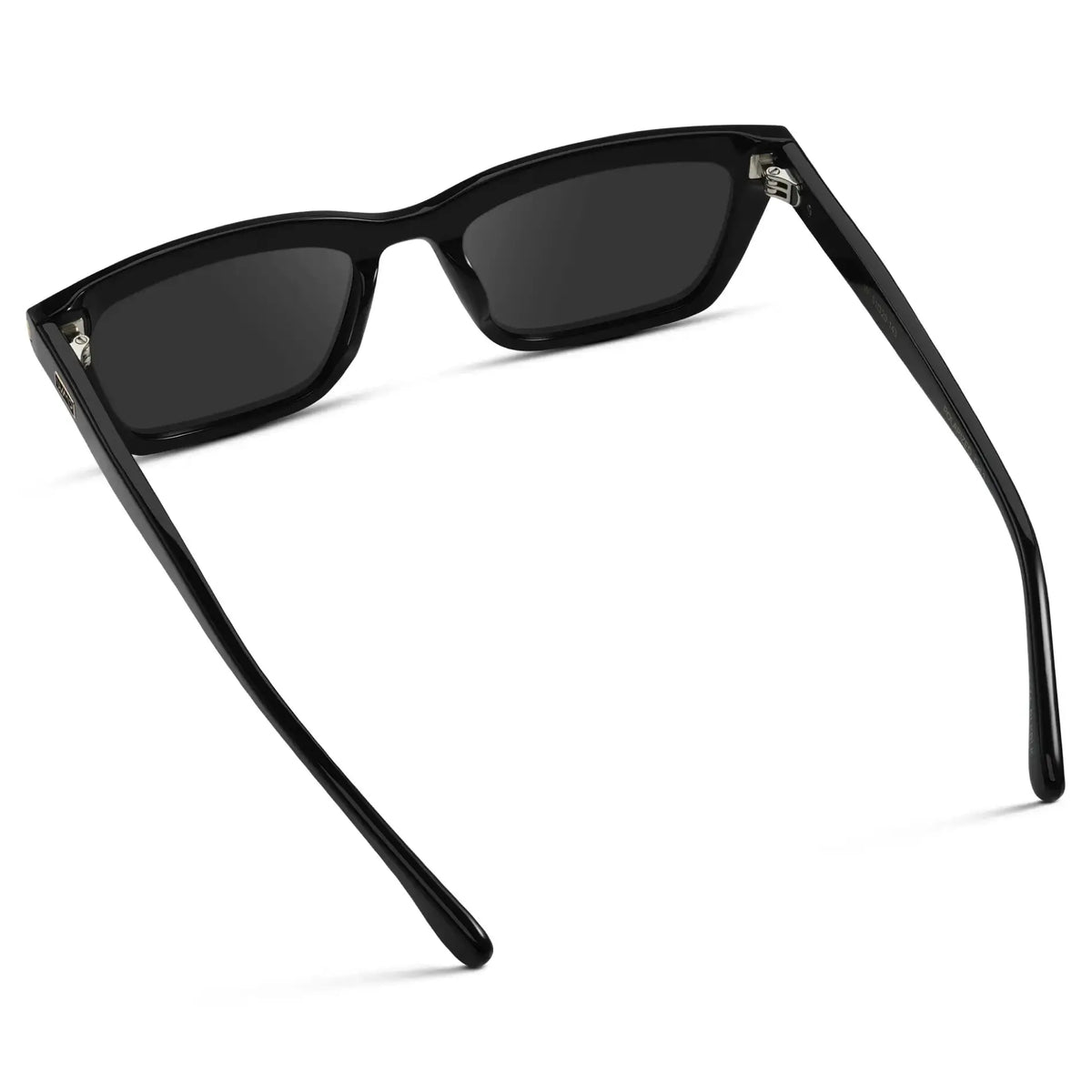 Black / Grey || Back view of Women's Cat Eye Prescription Sunglasses with Black Frame and Grey Lenses on a white background