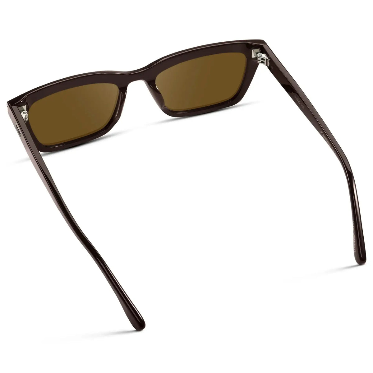 Mocha Brown / Amber || Back view of Women's Cat Eye Prescription Sunglasses with Mocha Brown Frame and Amber Lenses on a white background