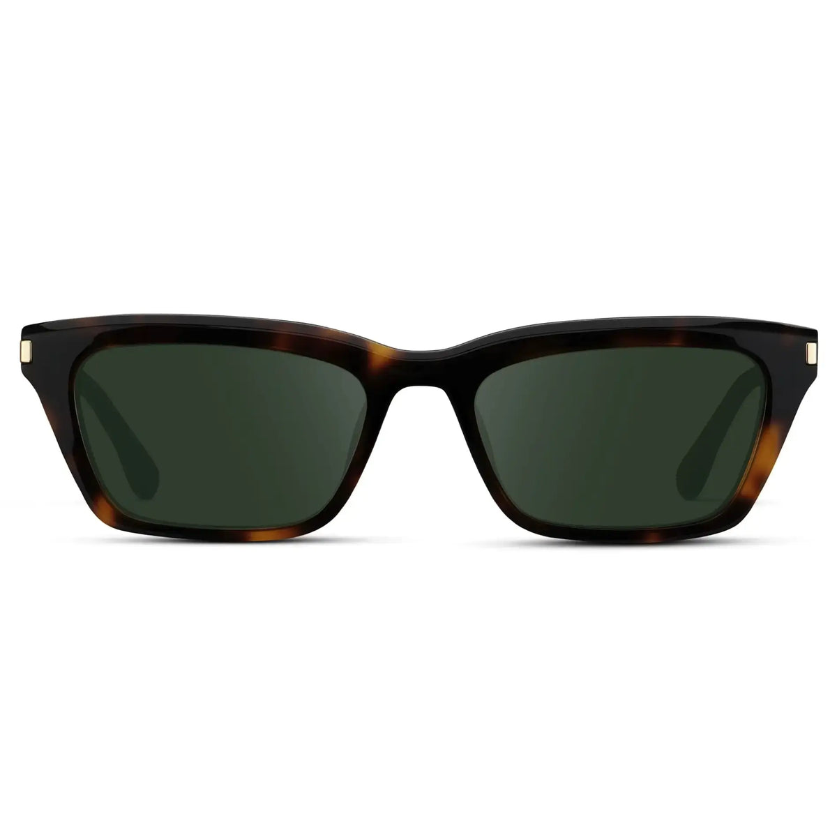Brown Tortoise / G15 || Women's Cat Eye Prescription Sunglasses with Brown Tortoise Frame and Green Lenses on a white background