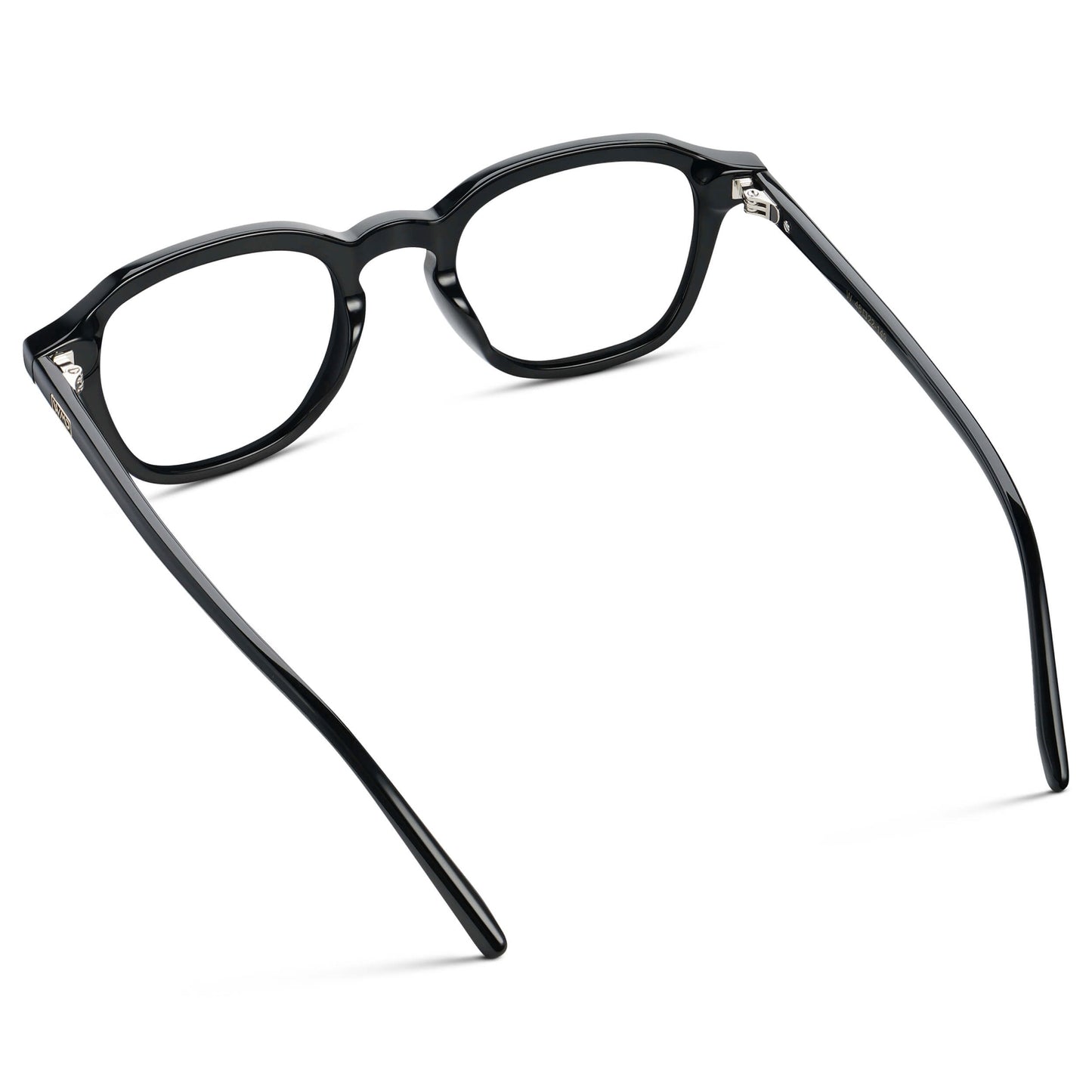 Black || Men's Geometric Square Eyeglasses with Black Acetate Frame and Clear Prescription Lens