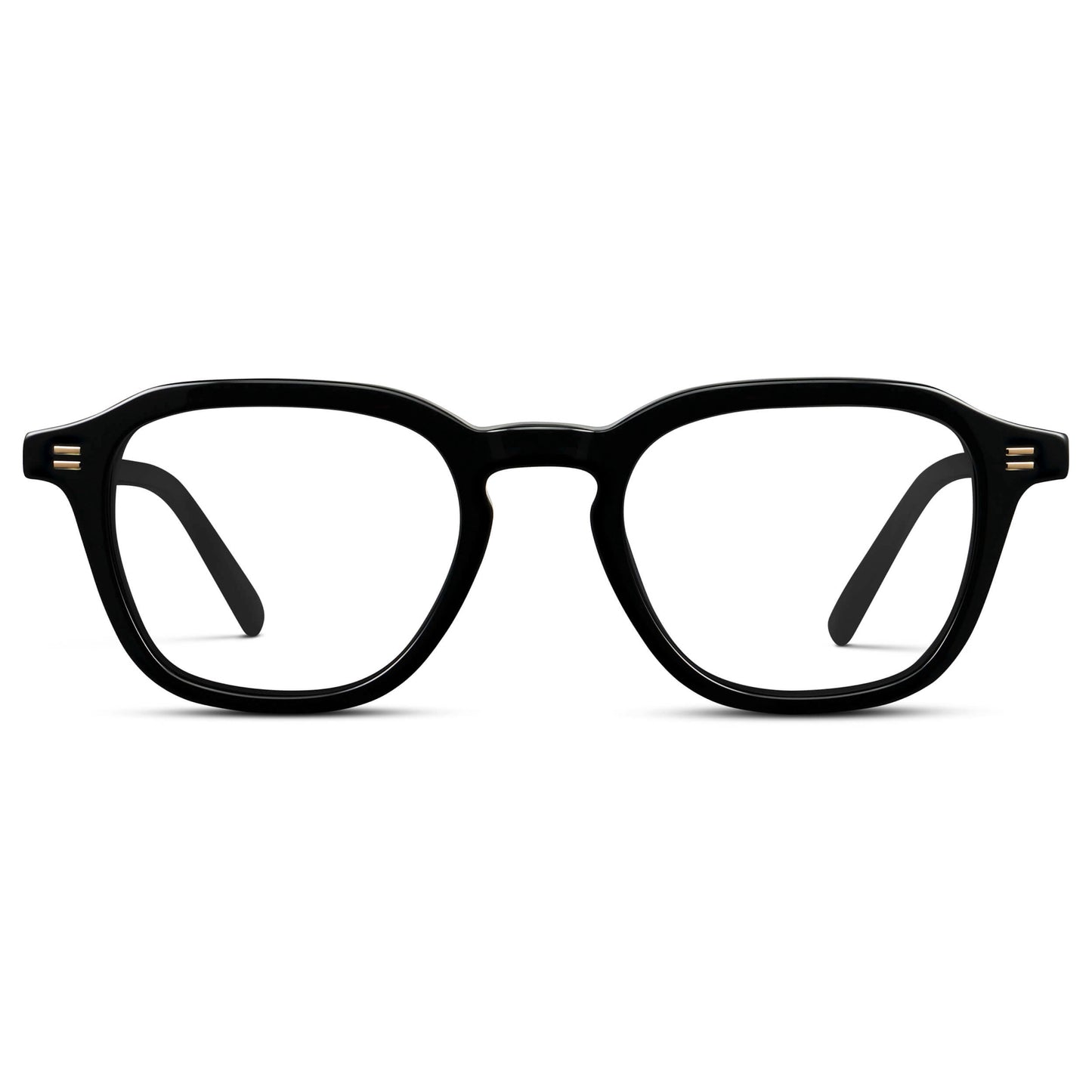 Black || Men's Geometric Square Eyeglasses with Black Acetate Frame and Clear Prescription Lens