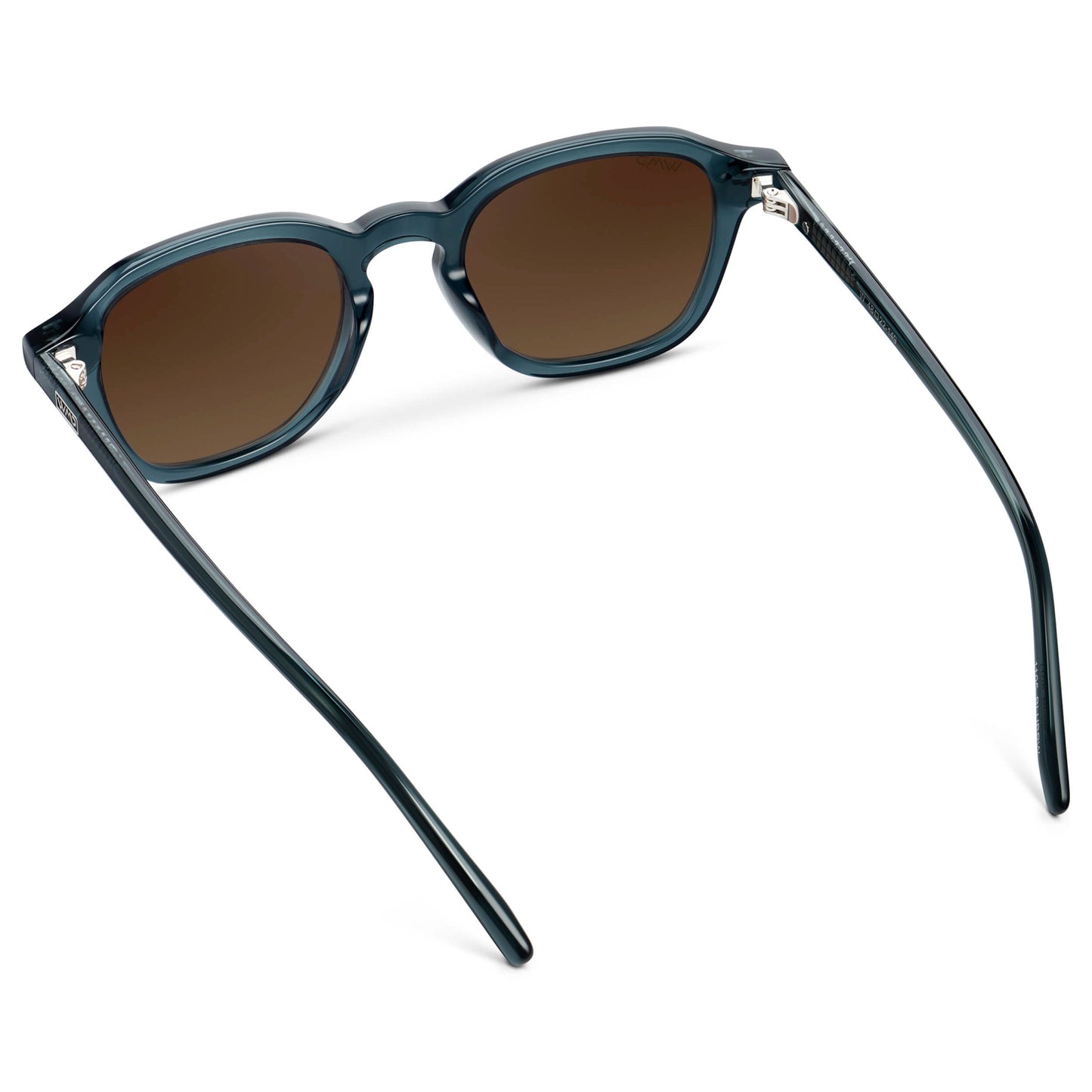 Crystal Steel Blue / Brown Gold Gradient Lens || Men's Geometric Square Sunglasses with Crystal Steel Blue Acetate Frame and Brown Gold Gradient Polarized Lens