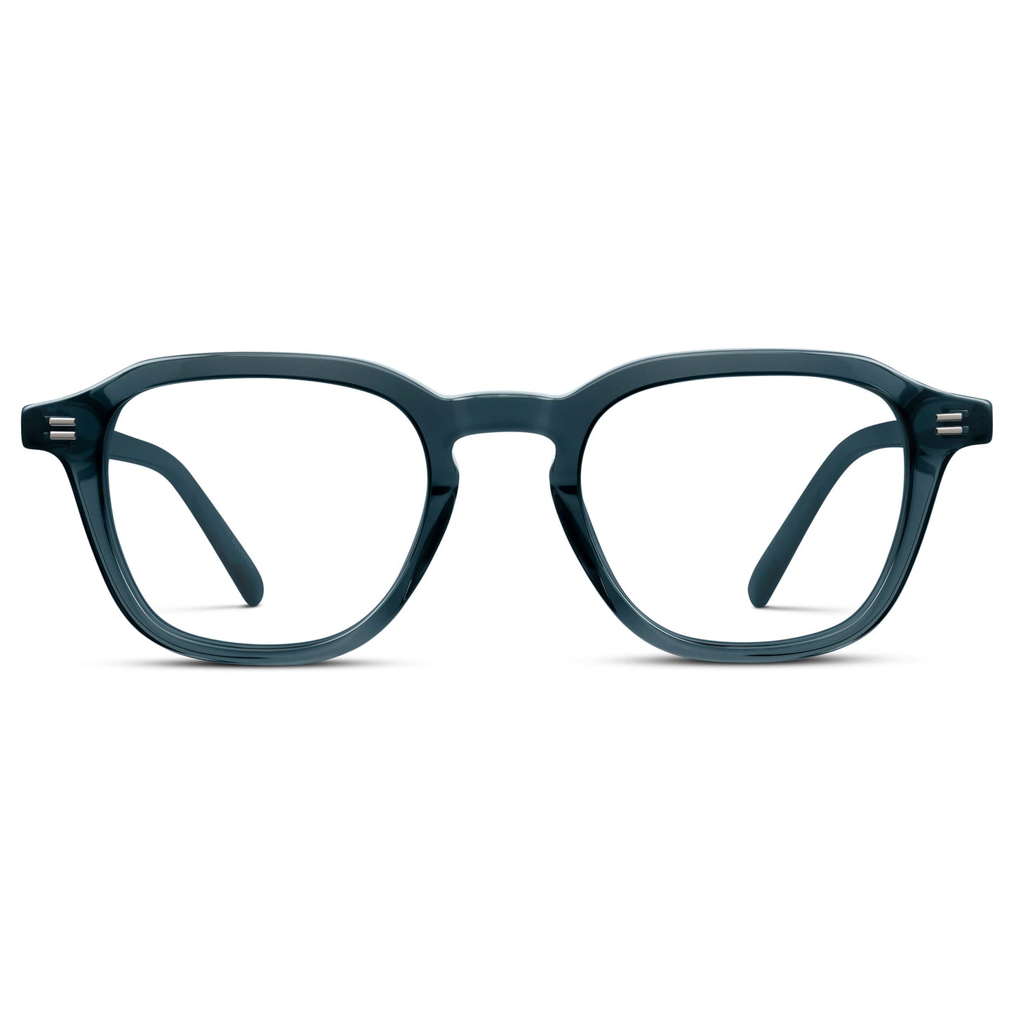 Crystal Steel Blue || Men's Geometric Square Eyeglasses with Crystal Steel Blue Acetate Frame and Clear Prescription Lens