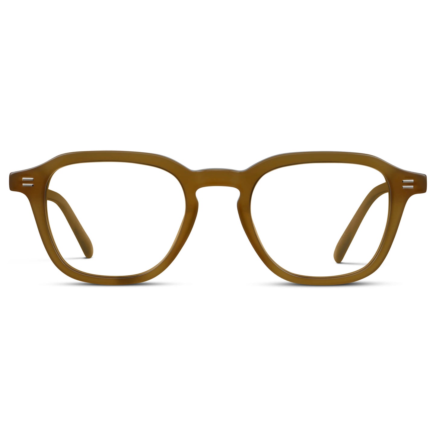 Dune Brown || Men's Geometric Square Eyeglasses with Dune Brown Acetate Frame and Clear Prescription Lens