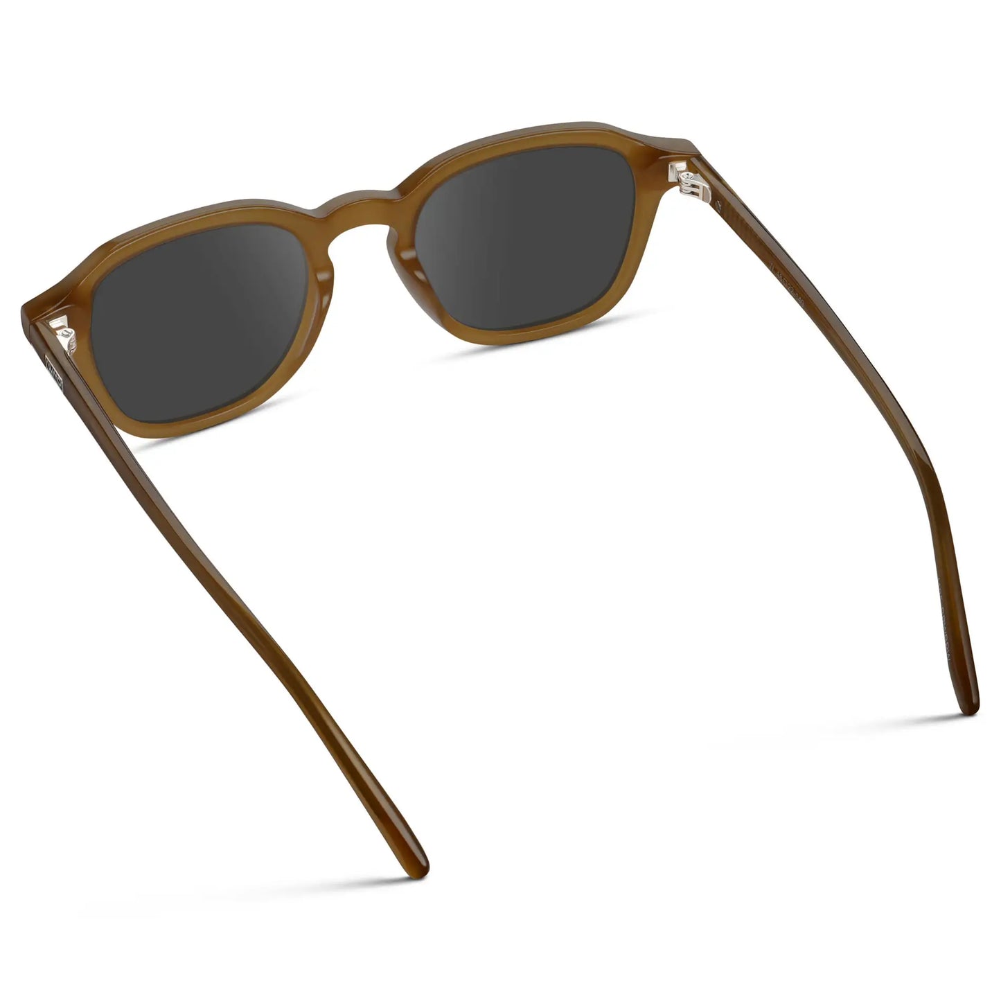 Dune Brown / Grey || Back view of Men's Geometric Square Prescription Sunglasses with Dune Brown Acetate Frame and Grey Lens