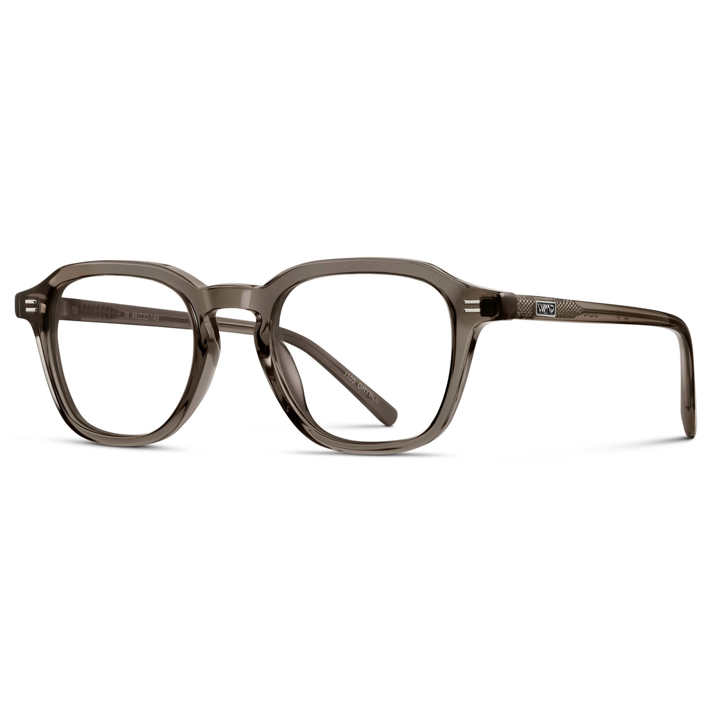 Crystal Gunmetal || Men's Geometric Square Eyeglasses with Crystal Gunmetal Acetate Frame and Clear Prescription Lens