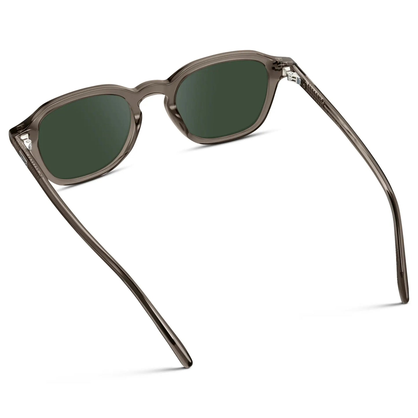 Crystal Gunmetal / G15 || Back view of Men's Geometric Square Prescription Sunglasses with Crystal Gunmetal Acetate Frame and Green Lens
