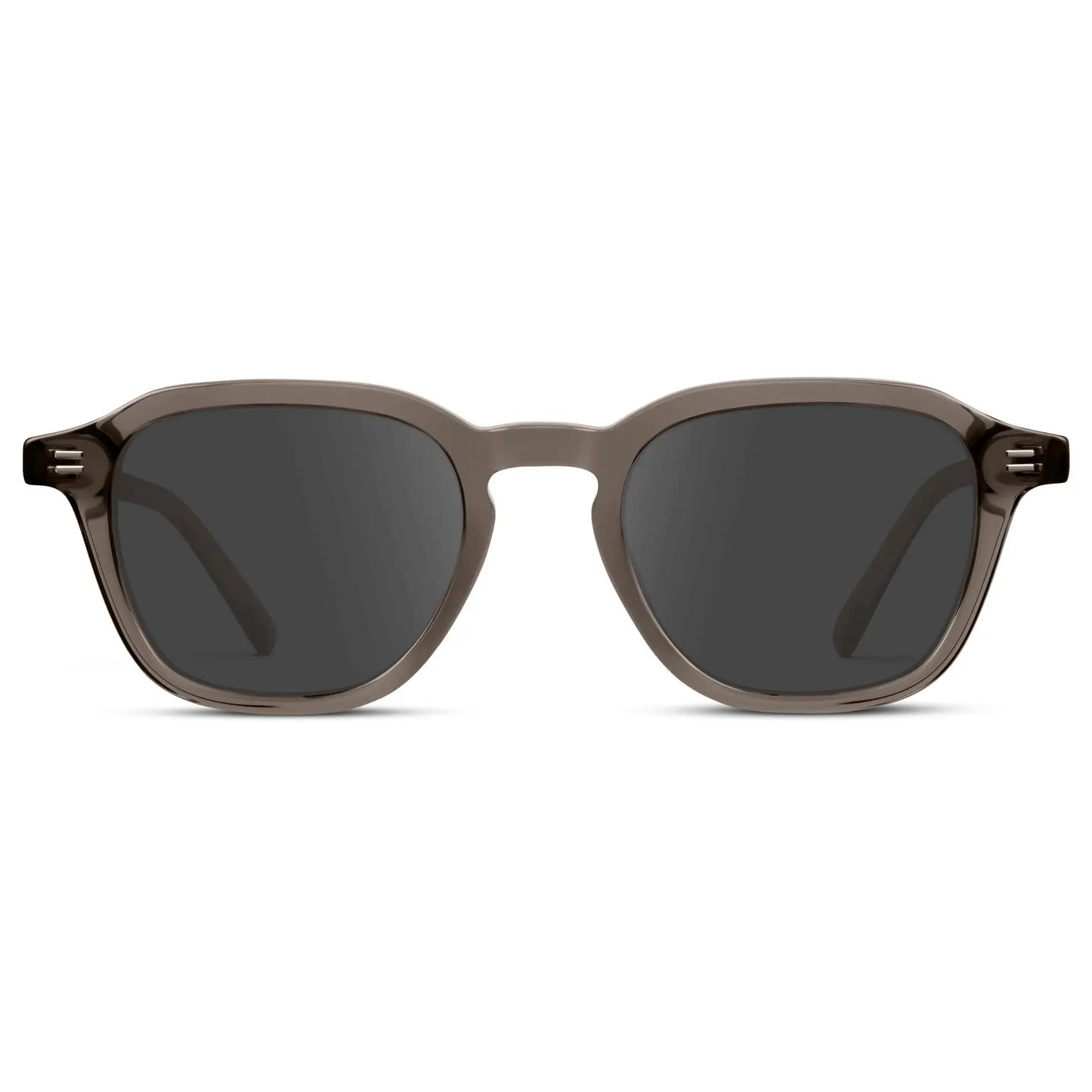 Crystal Gunmetal / Grey || Front view of Men's Geometric Square Prescription Sunglasses with Crystal Gunmetal Acetate Frame and Grey Lens