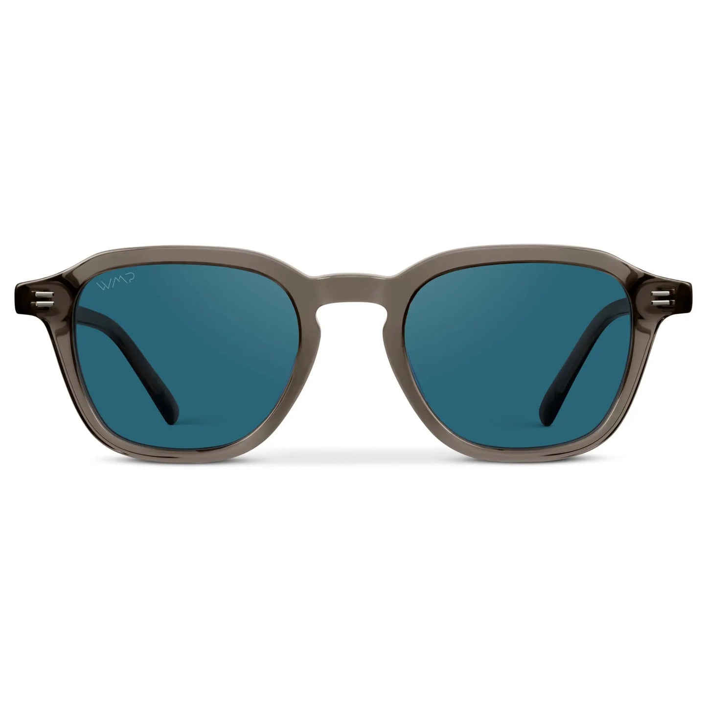 Crystal Gunmetal / Laguna Blue Lens || Men's Geometric Square Sunglasses with Crystal Gunmetal Acetate Frame and Laguna Blue Polarized Lens