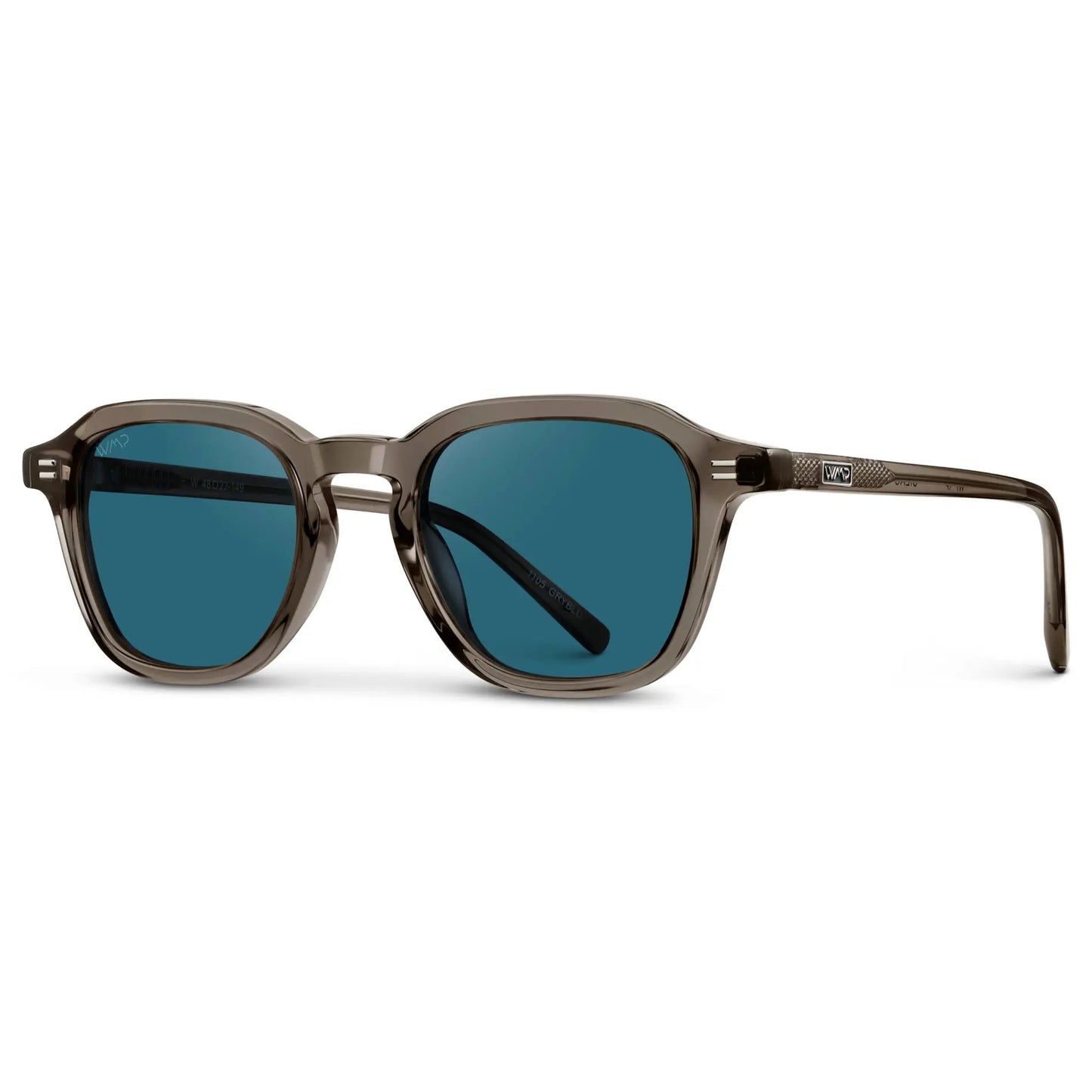 Crystal Gunmetal / Laguna Blue Lens || Men's Geometric Square Sunglasses with Crystal Gunmetal Acetate Frame and Laguna Blue Polarized Lens